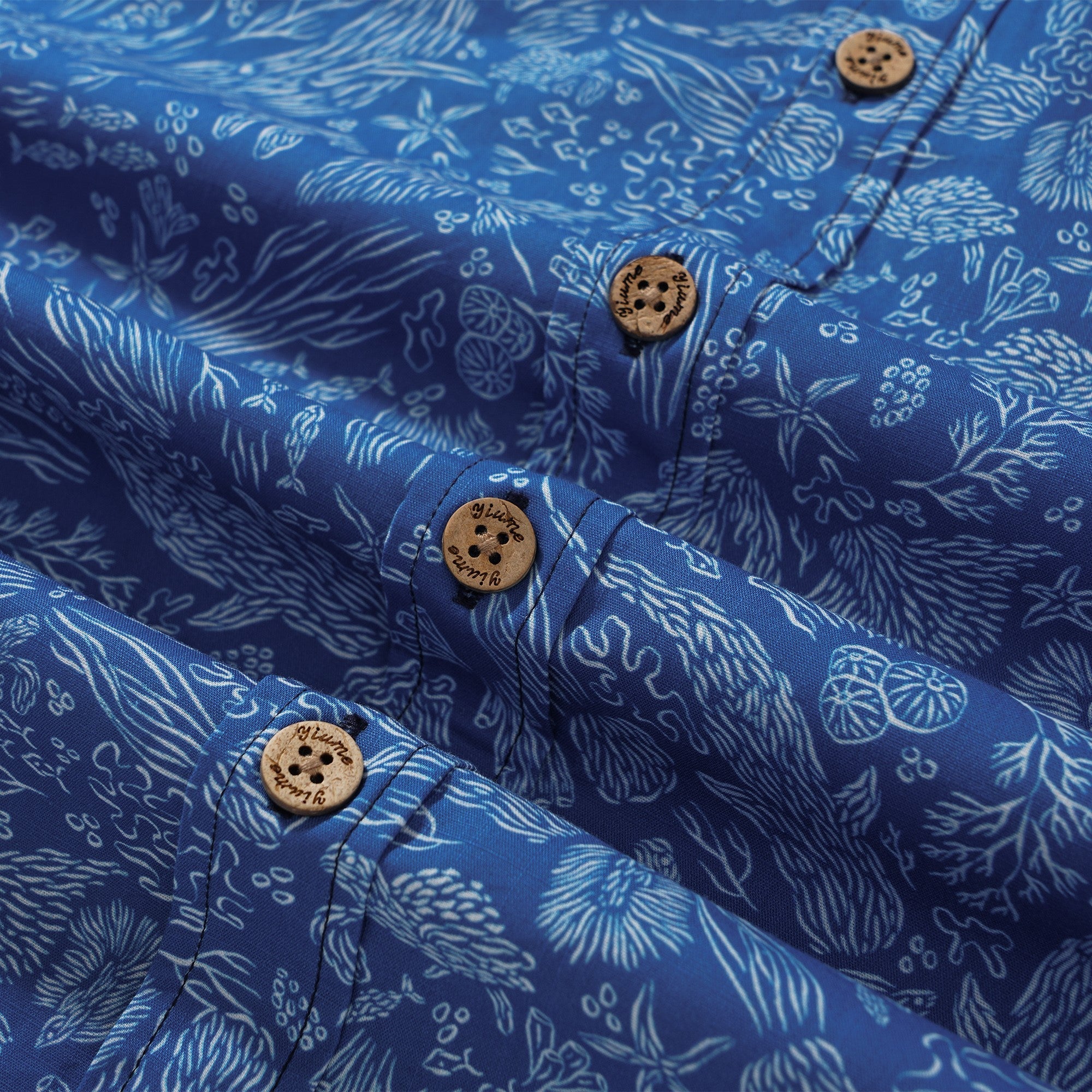 Men's Hawaiian Shirt Short Sleeve Button-down 100% Cotton Blue Aloha All is water and water is all By Circe Oropeza