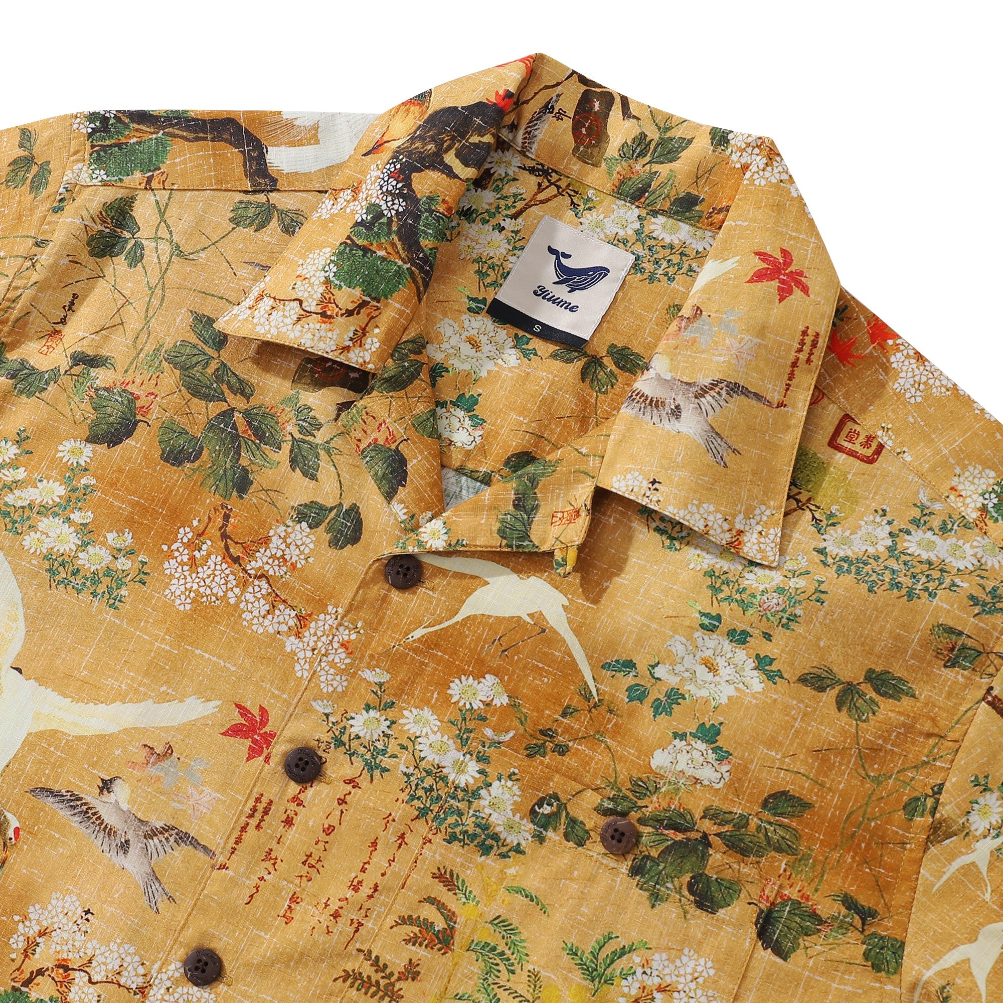 100% Cotton Hawaiian Shirt For Men Landscape Painting Camp Collar Shirt