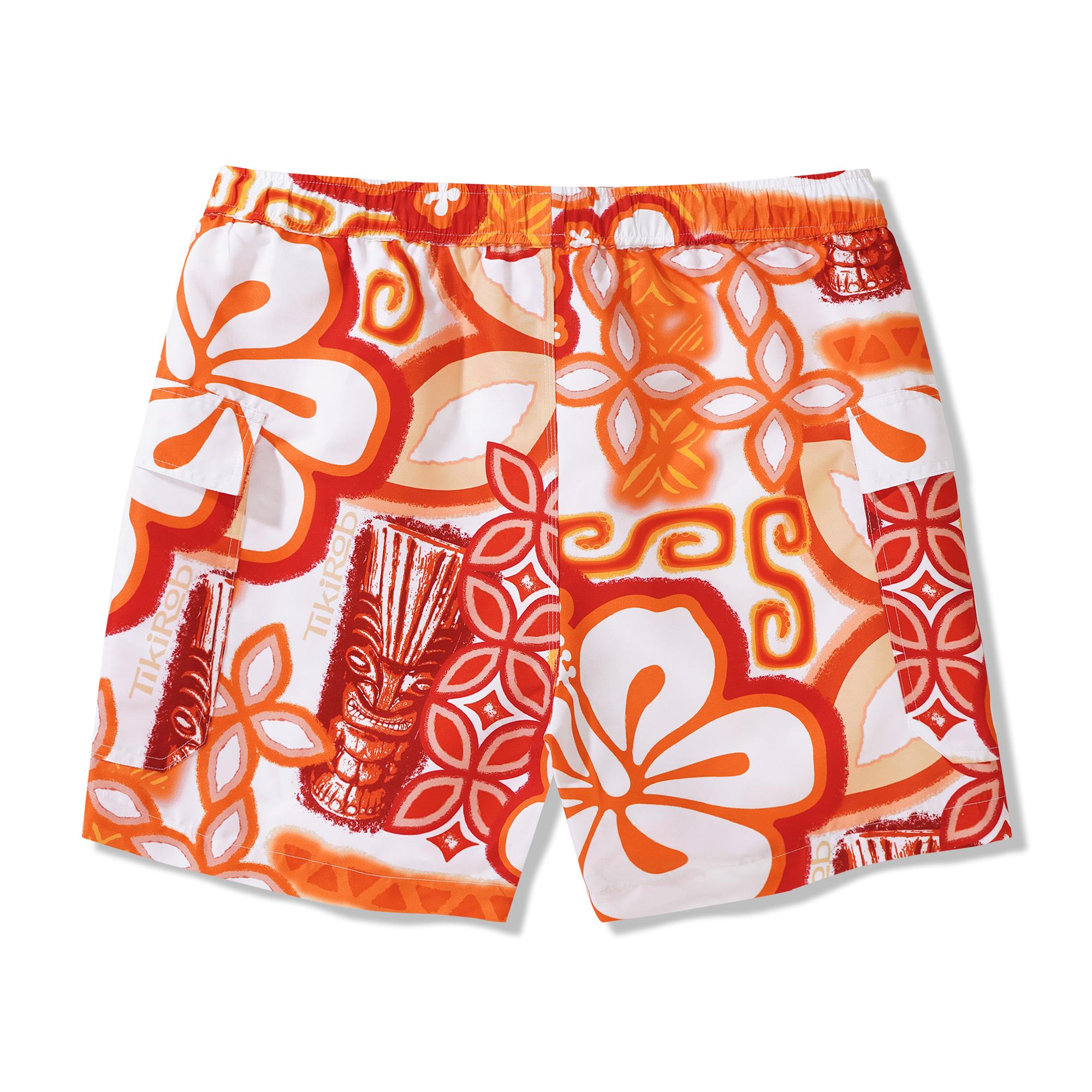 6-Inch Shorts For Men 100% Polyester Aloha By TIKIROB Casual Printed Shorts Swim Trunks
