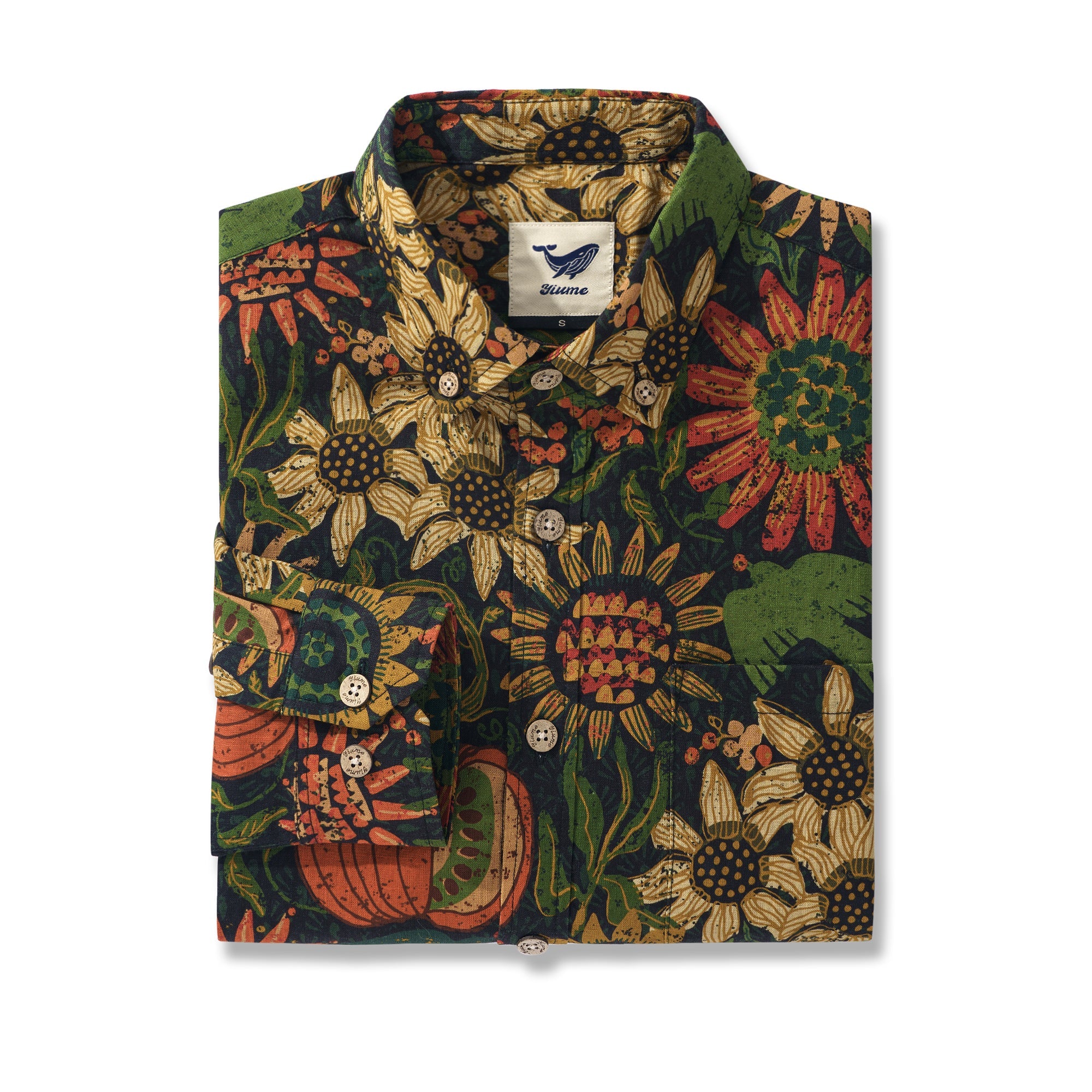 Hawaiian Thanksgiving Inspired By Andrea Leonelli Shirt 100% Cotton Men's Aloha Hawaiian Long Sleeve Button-down Shirt