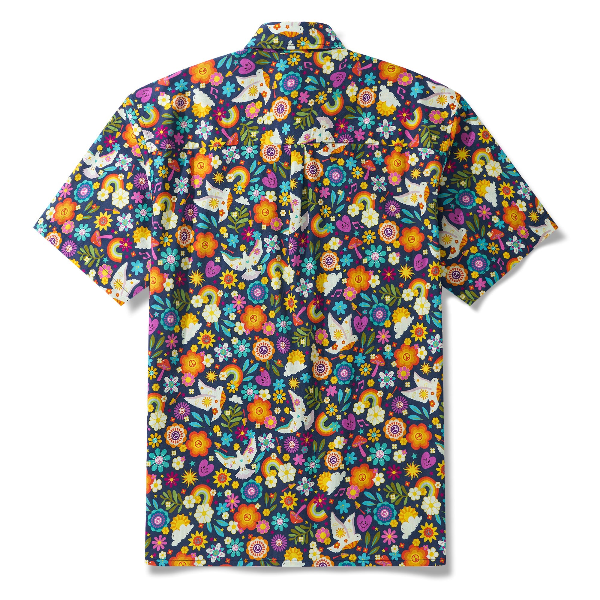 Love and Peace By Susie 100% Cotton Men's Aloha Hawaiian Short Sleeve Button-down Shirt