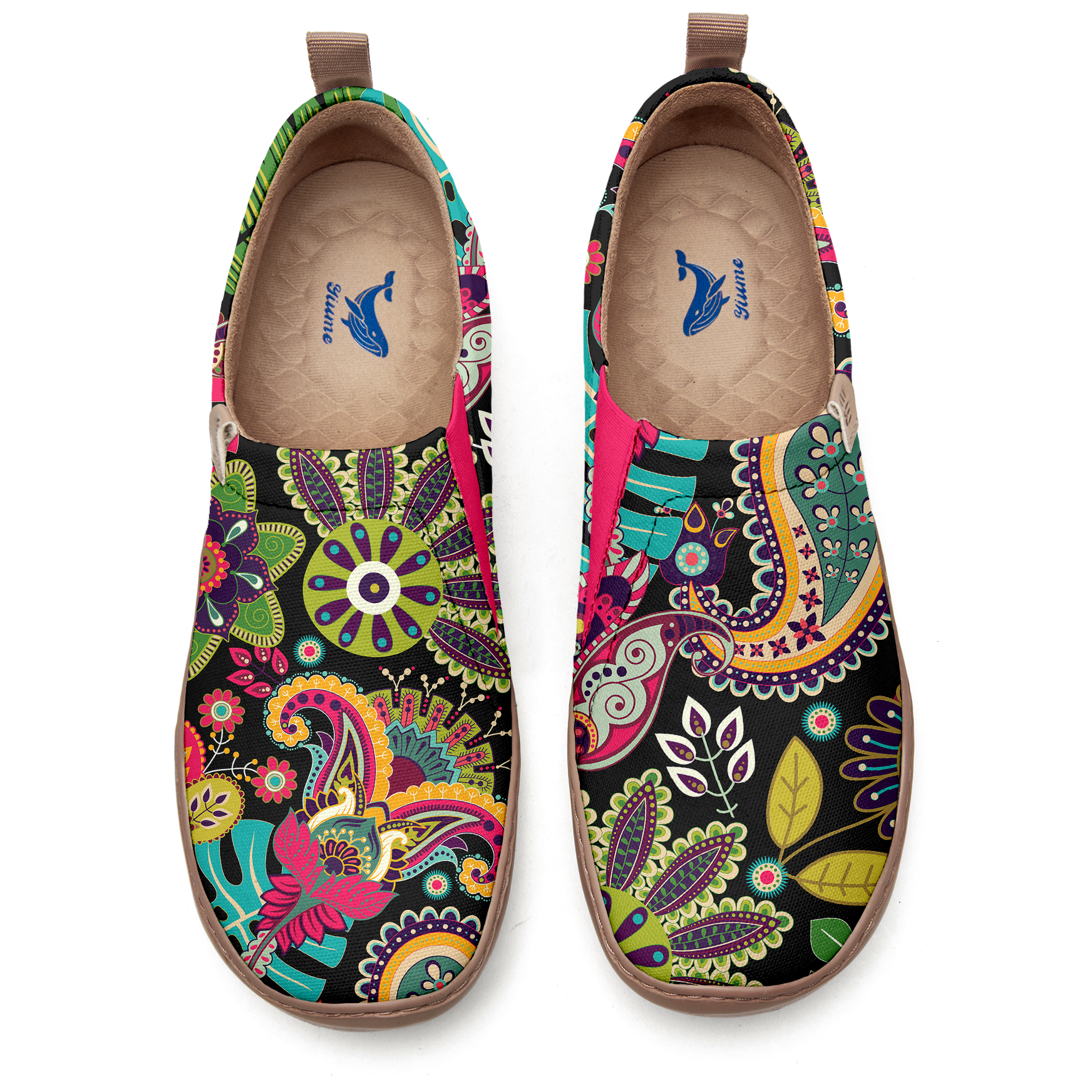 Yiume Women's Art Slip-On Casual Shoes Botanical Patterns Painted,100% Cotton