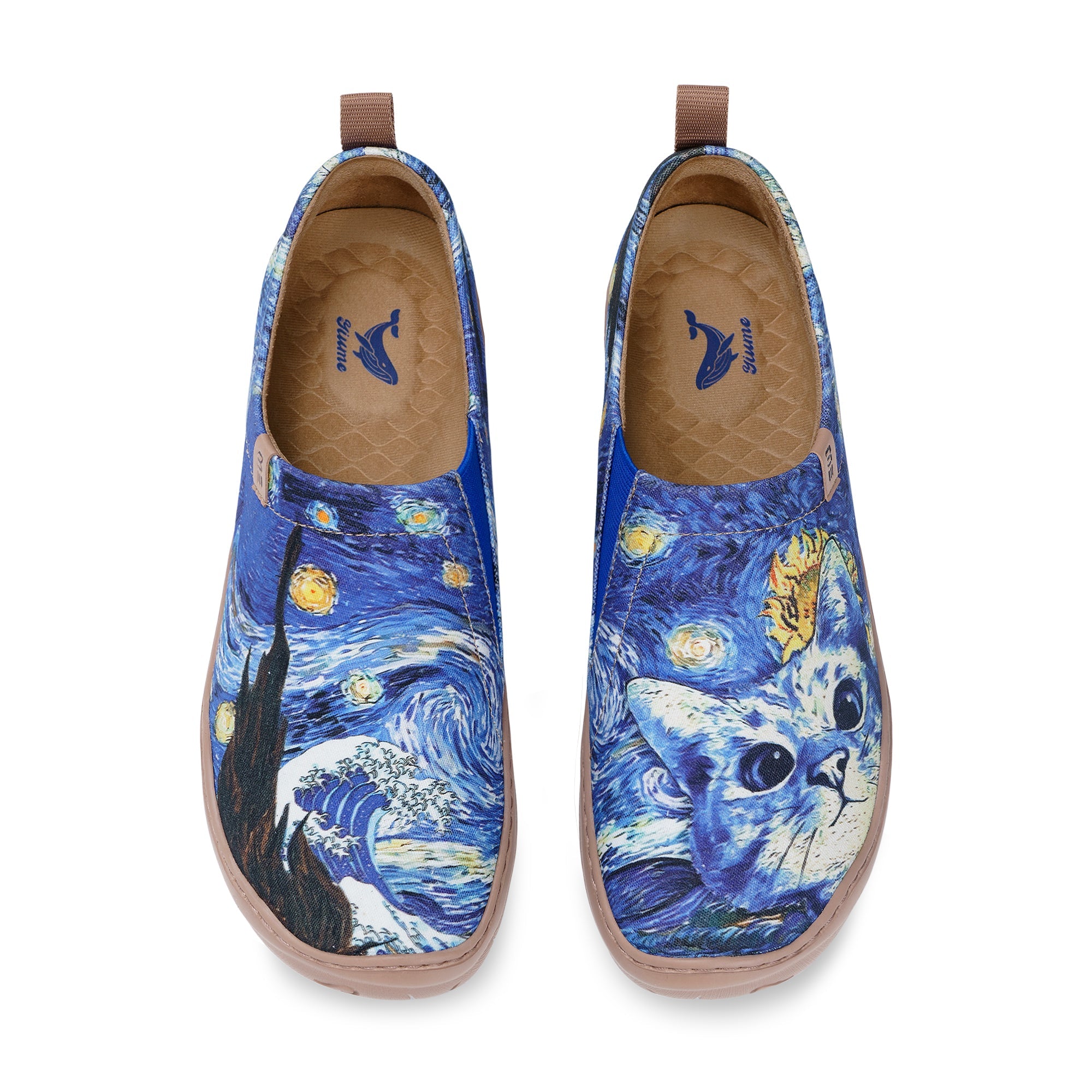 Women's foldable Loafers Van Gogh Art Sneaker Painted Canvas Slip-On