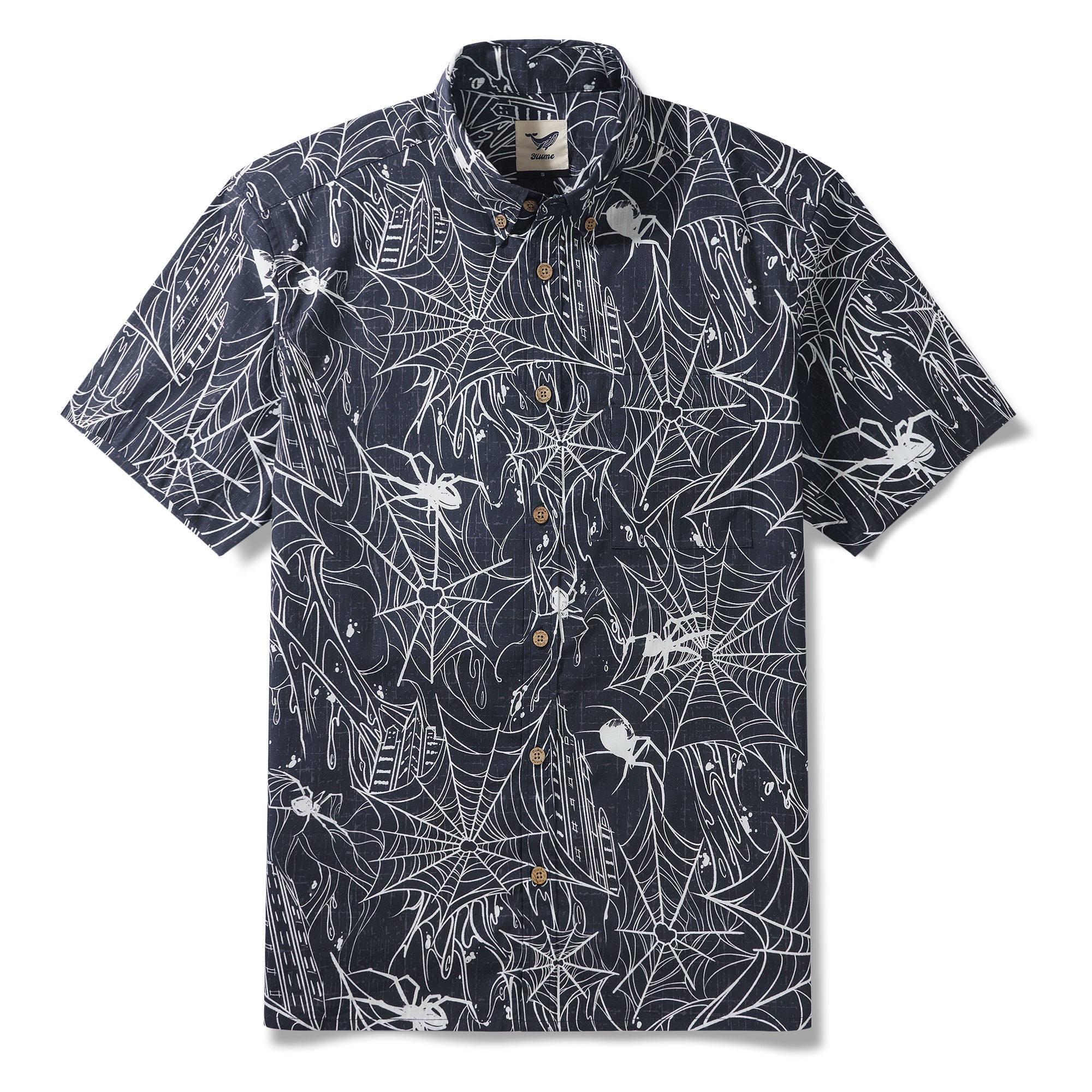 The Hidden Hunter in the City 100% Cotton Men's Short Sleeve Button-down Shirt Aloha Hawaiian