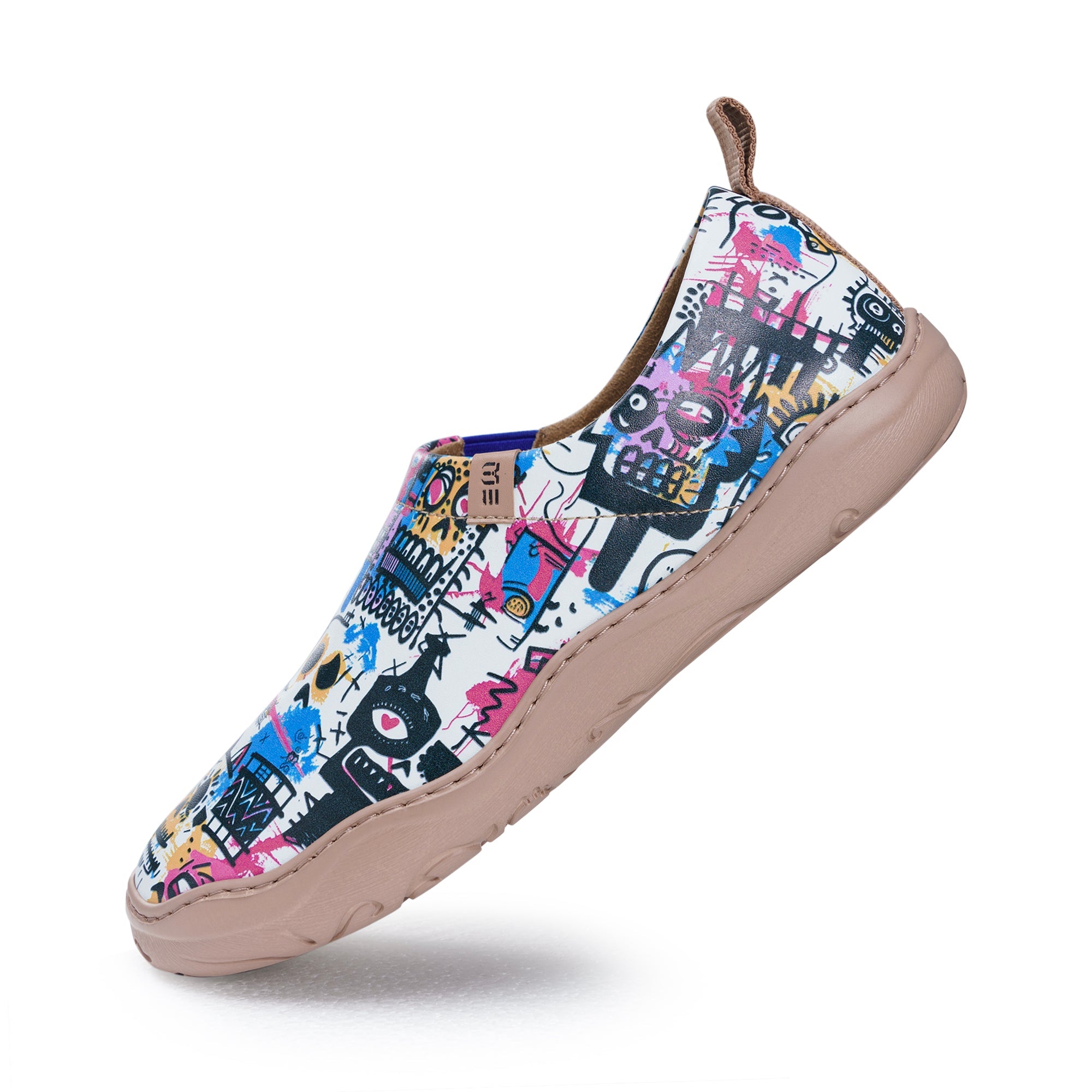 Women's foldable Loafers Halloween Doodles Sneaker Painted Canvas Slip-On