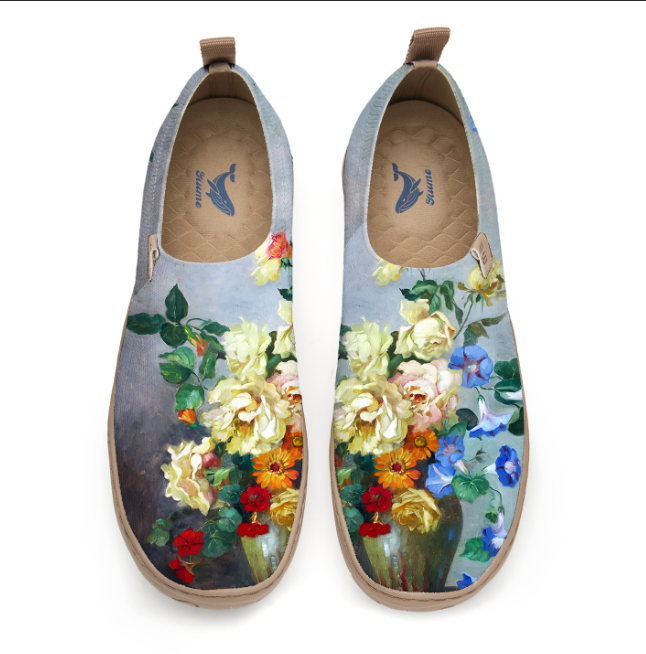 Yiume Women's Art Slip-On Shoes Comfortable Breathable Knit Casual Footwear,Vintage bouquet