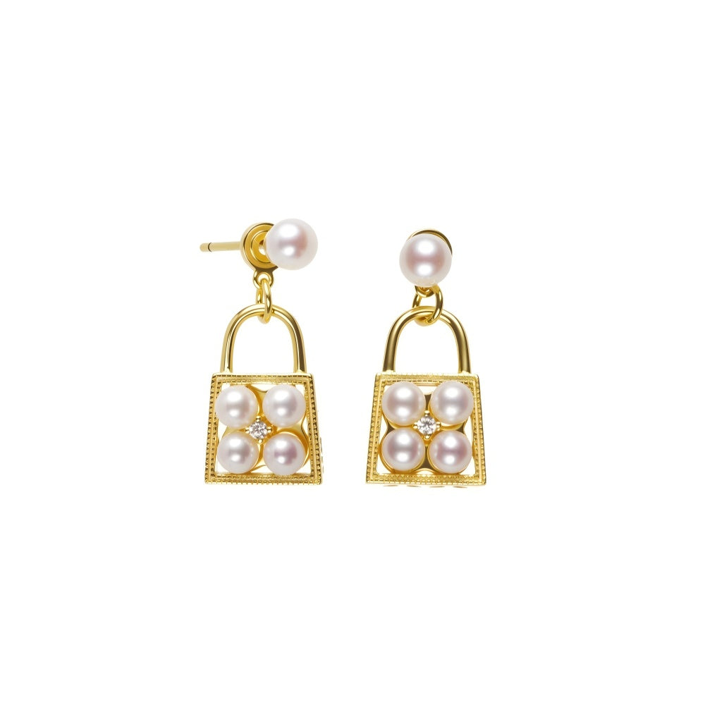 Mini Purse Hoop Pearl Earrings
