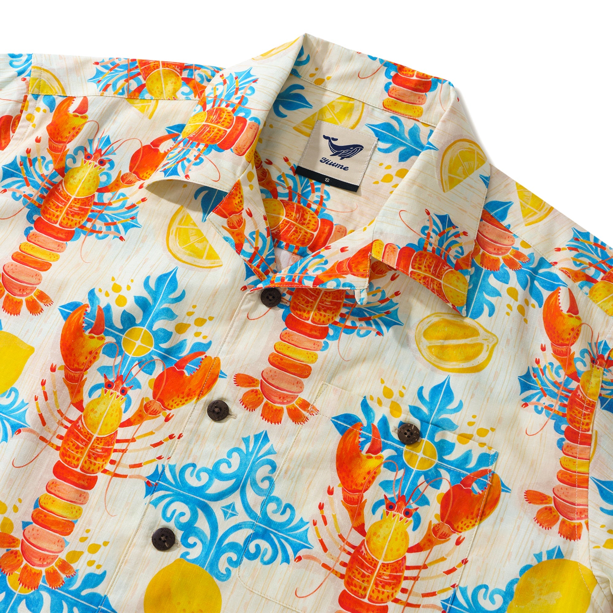 100% Cotton Hawaiian Shirt For Men Lobsters By Andersson Grace Camp Collar Aloha Shirt