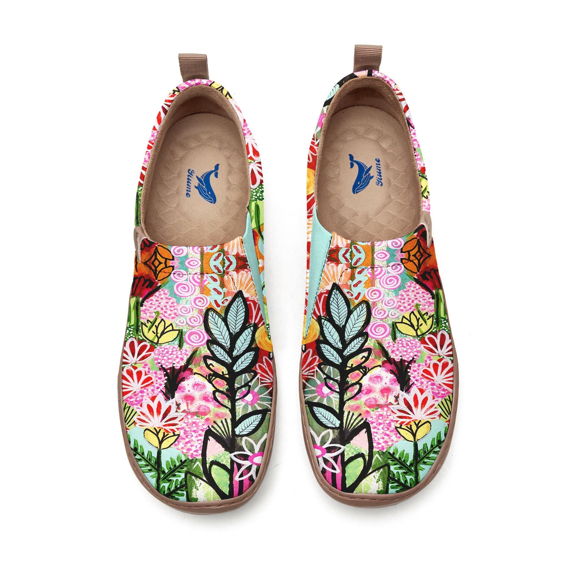 Yiume Women's Art Slip-On Casual Canvas Shoes Bloom Buzz Print Painted,100% Cotton