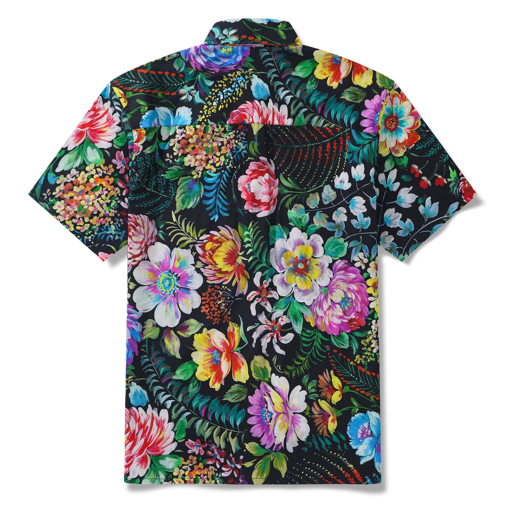 Midnight Blossom By Manish Prajapati 100% Cotton Men's Aloha Hawaiian Short Sleeve Button-down Shirt