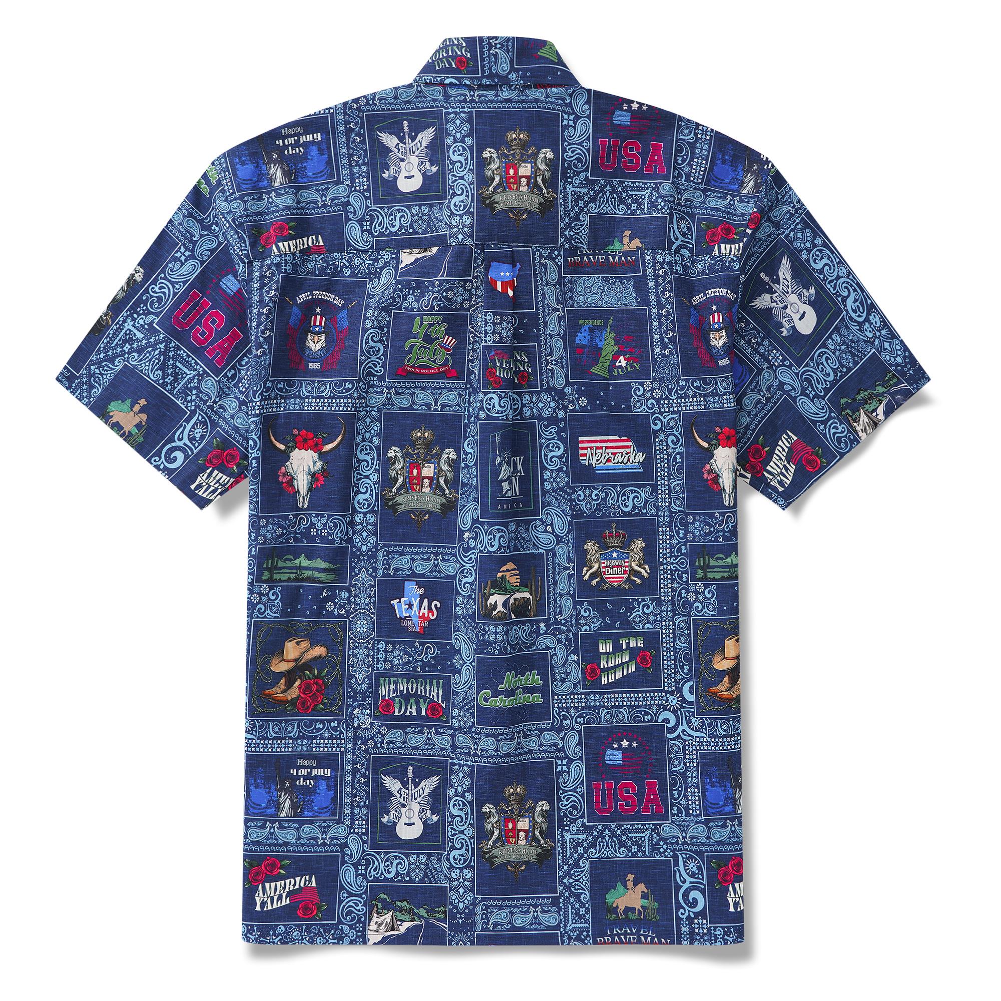 Men's Hawaiian Shirt Short Sleeve Button-down 100% Cotton White Aloha Paradise Found