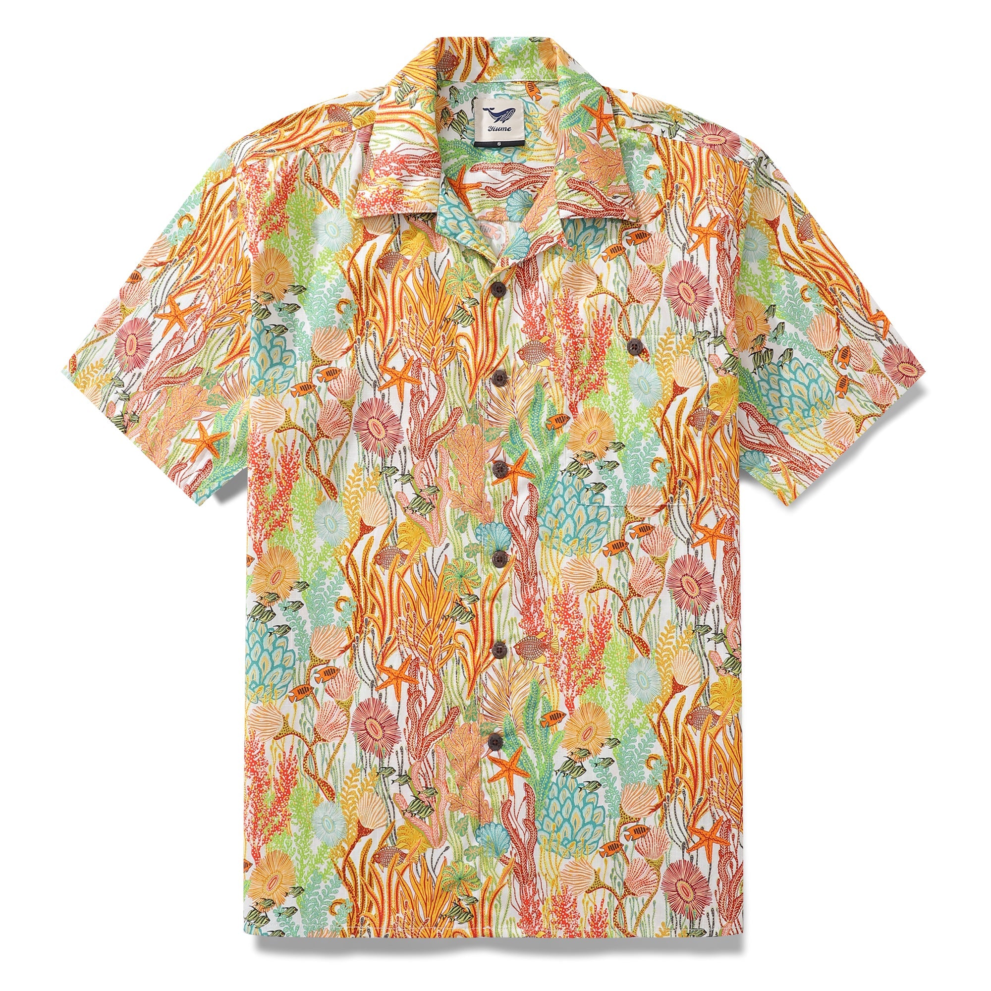 Hawaiian Shirt For Men Ocean Embrace Print Shirt Camp Collar 100% Cotton