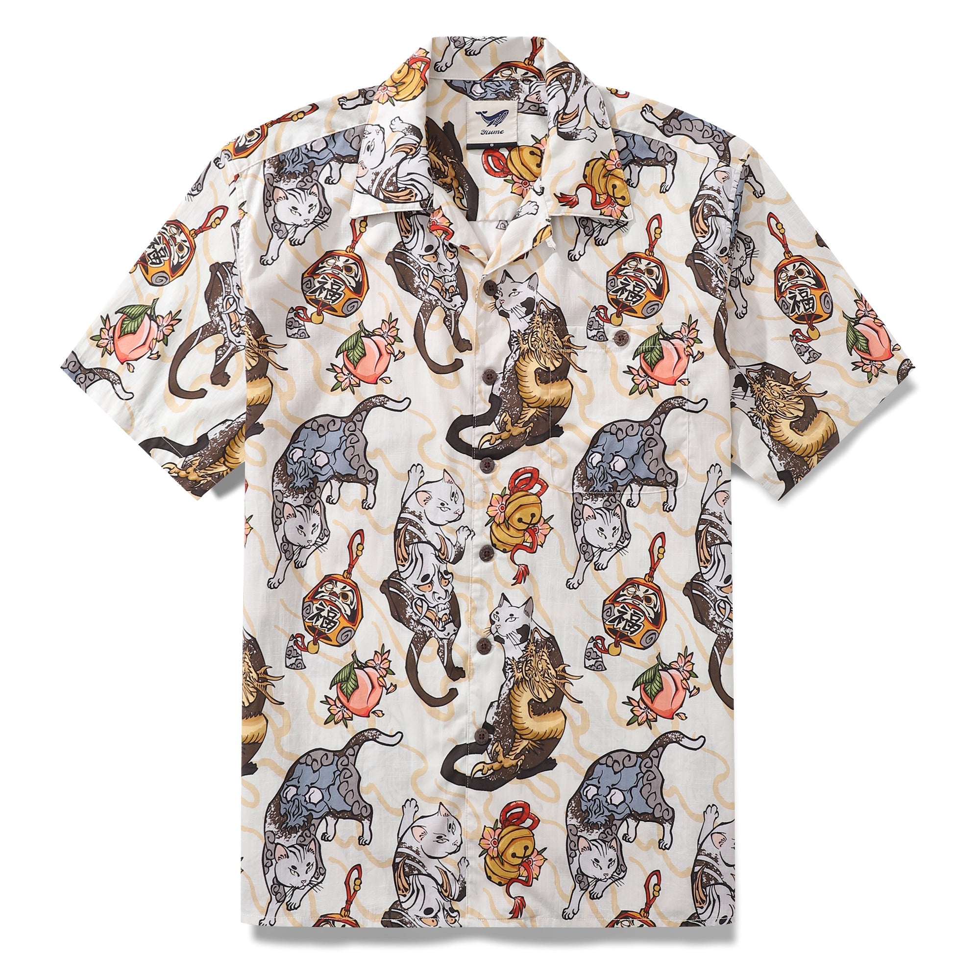 Hawaiian Shirt For Men Whisker Wisdom & Wild Ink Print Shirt Camp Collar 100% Cotton