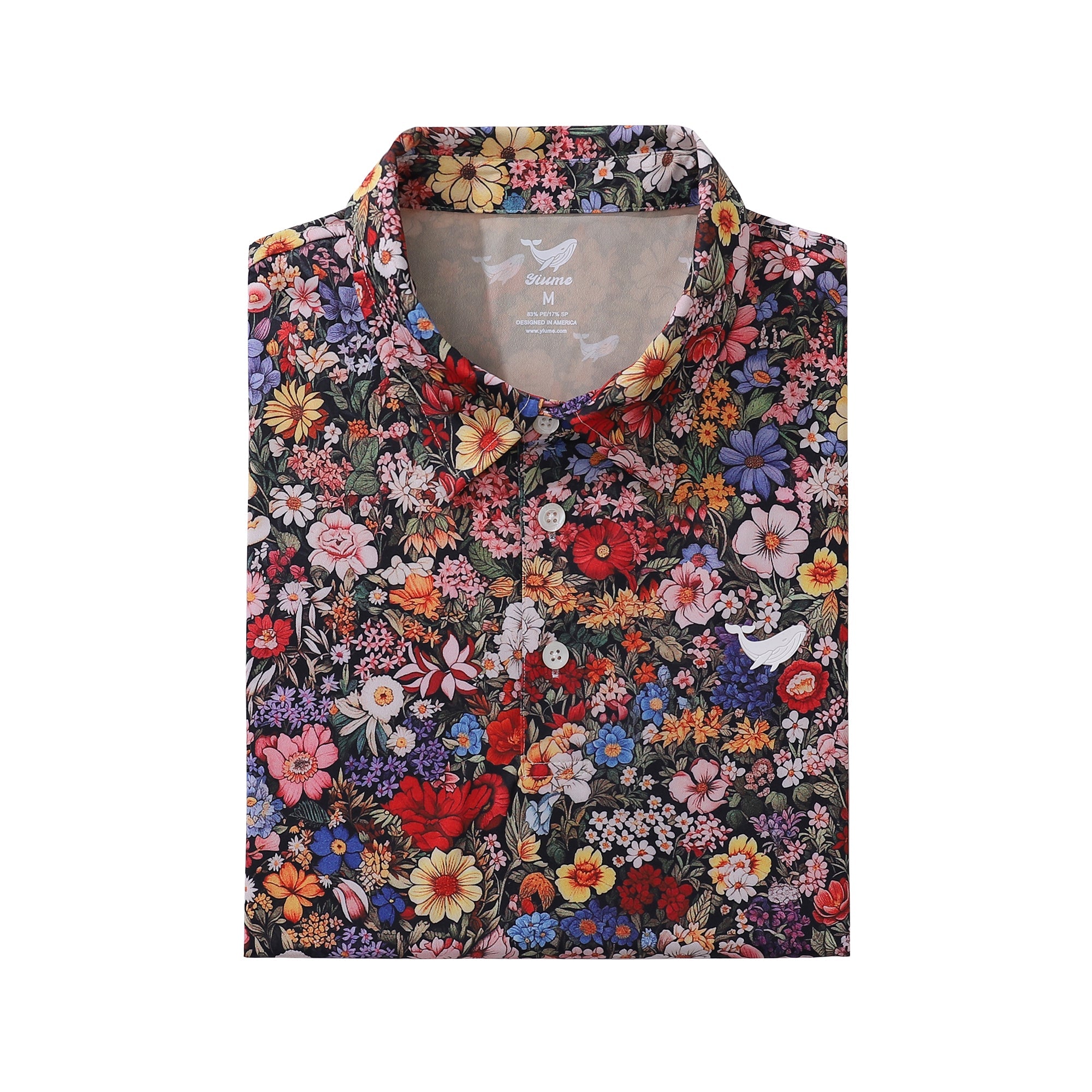 Men's Hawaiian Among the Flowers Print Short Sleeve Polo Shirt