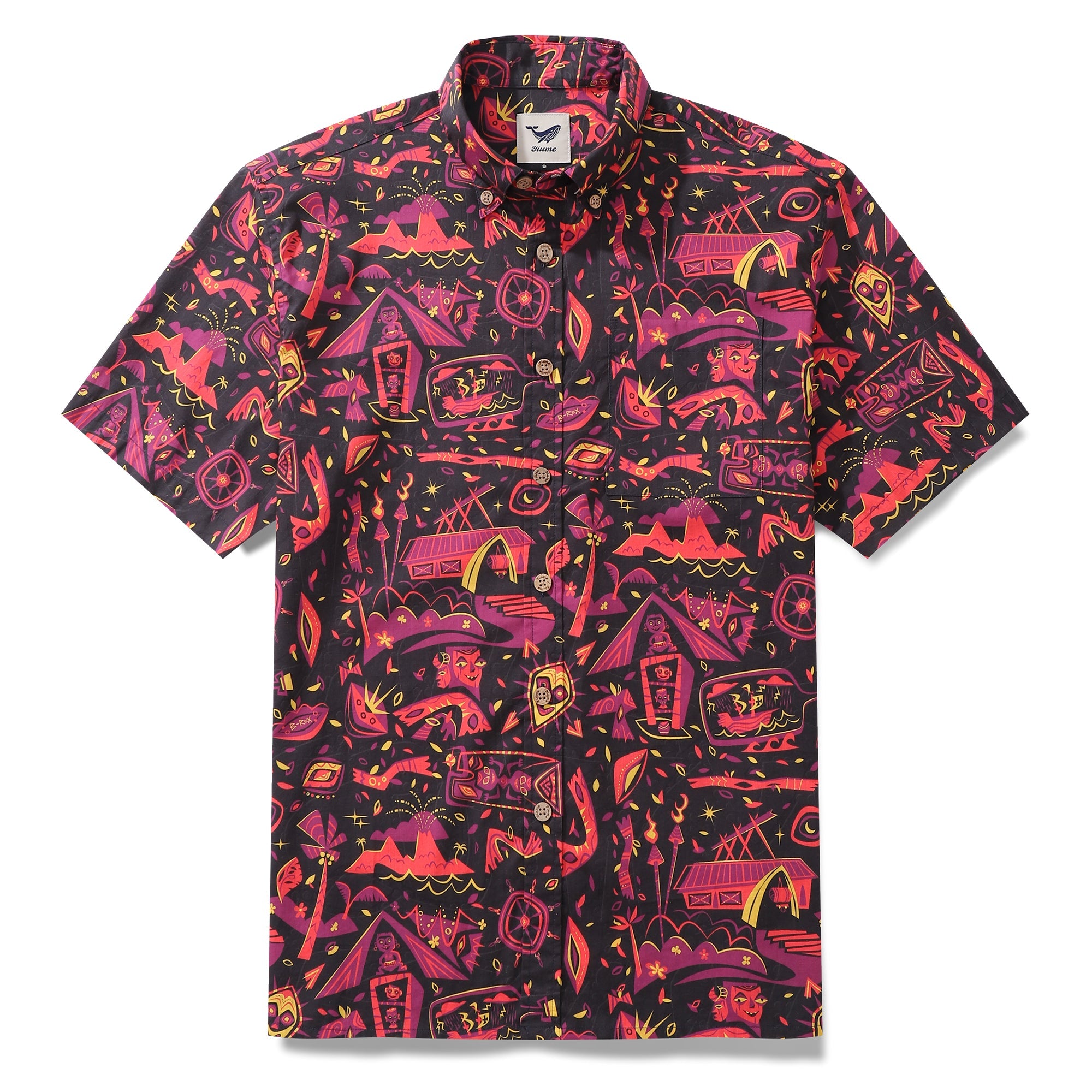 Hawaiian Shirt For Men The Tiki Bar by B-Rex Button-down Short Sleeve 100% Cotton Shirt