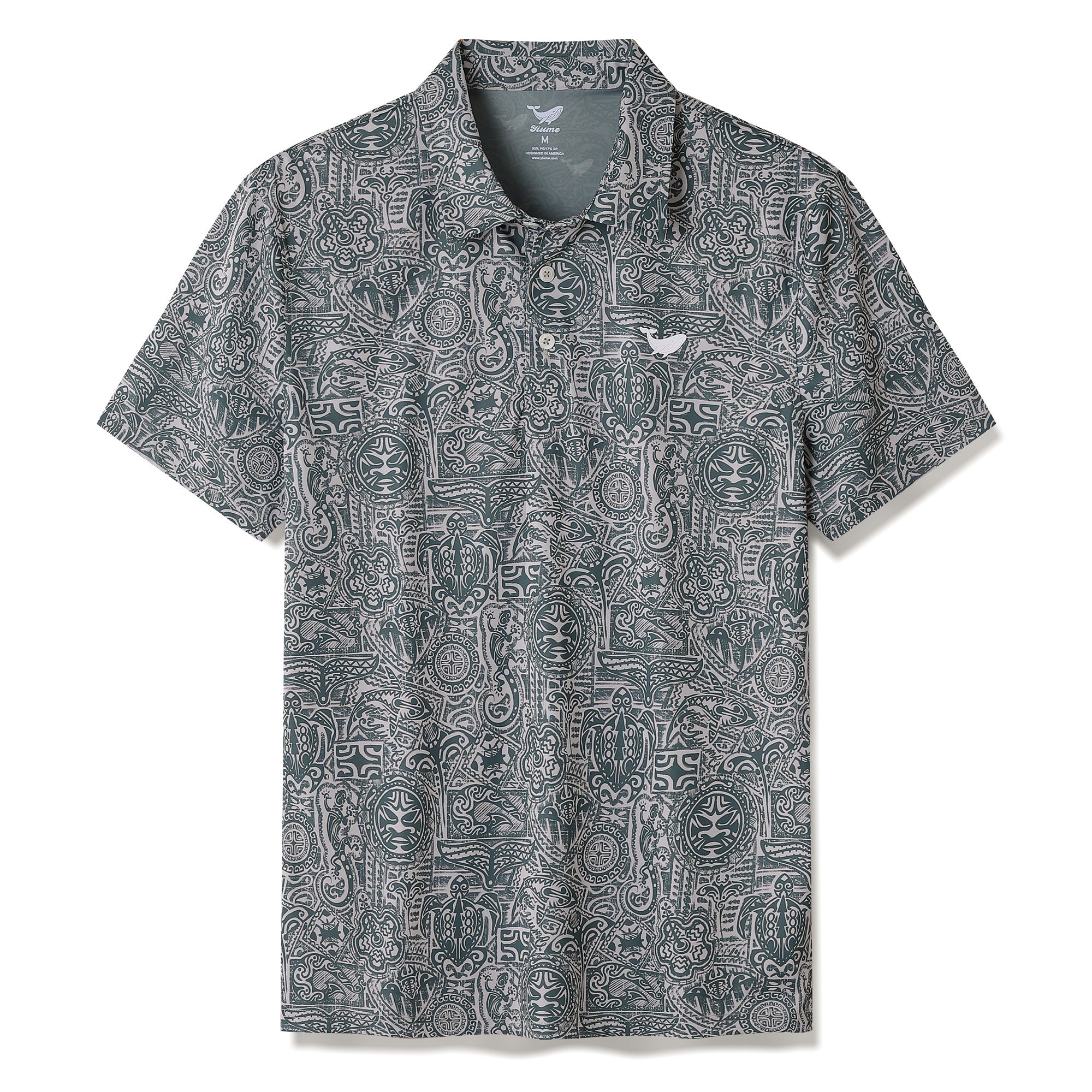 Men's Hawaiian Guardian Totem Print Short Sleeve Polo Shirt