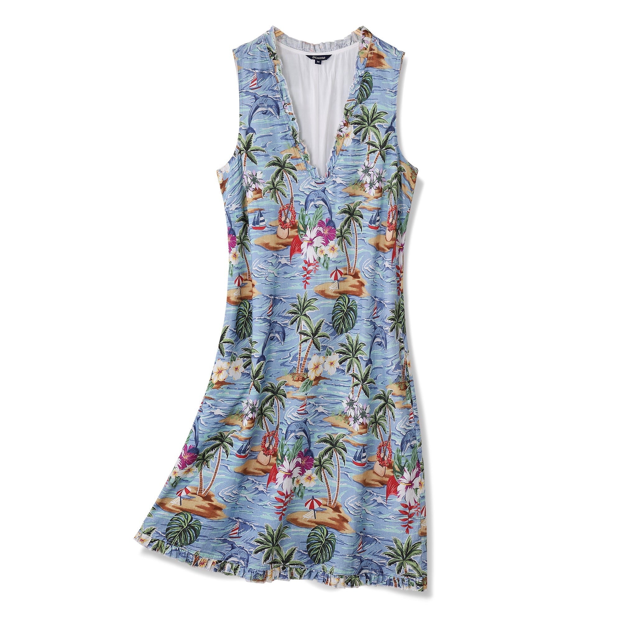 Hawaiian Dress For Women Summer Scenery V-Neck Dress