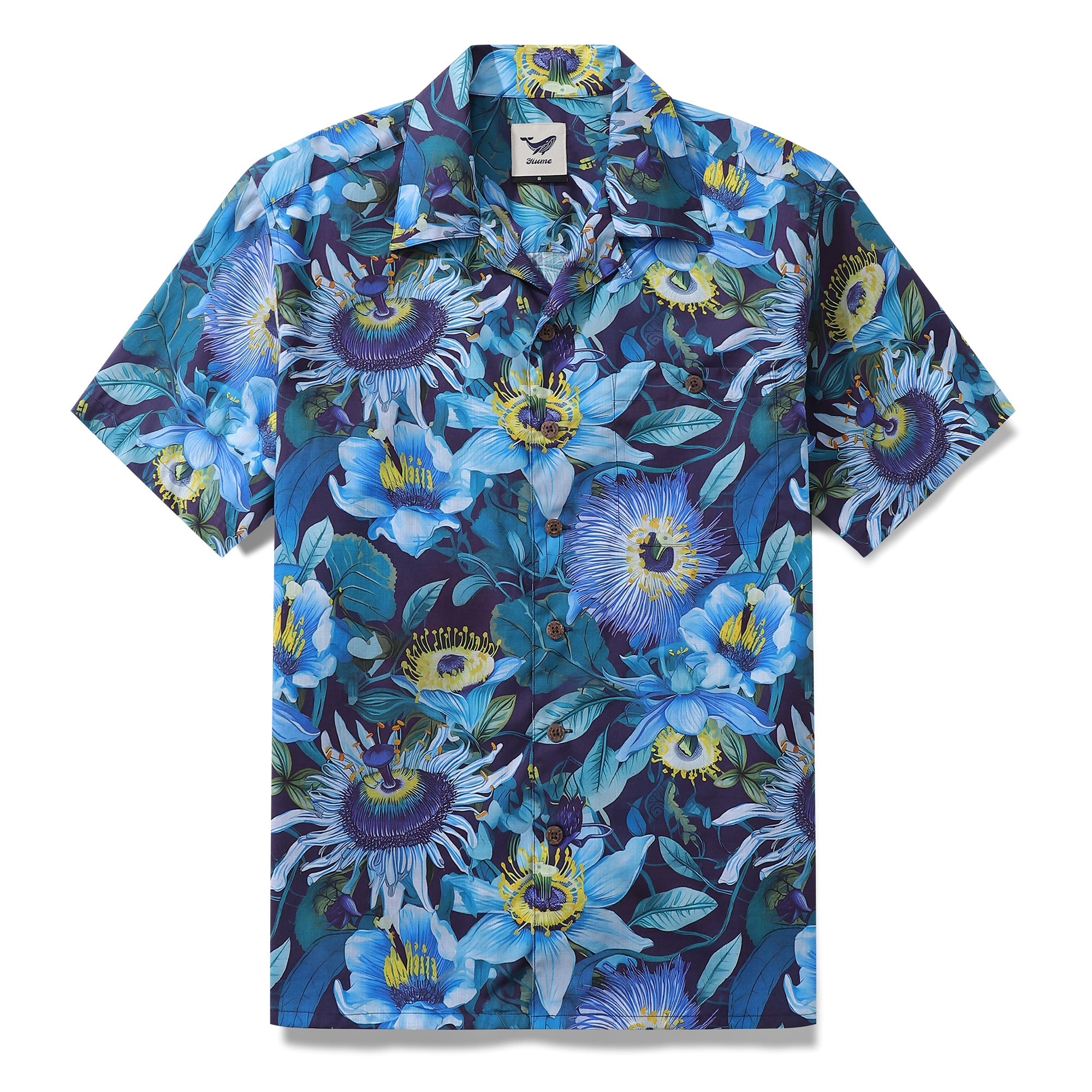 Hawaiian Shirt For Men Exotic Flowers Shirt Camp Collar 100% Cotton