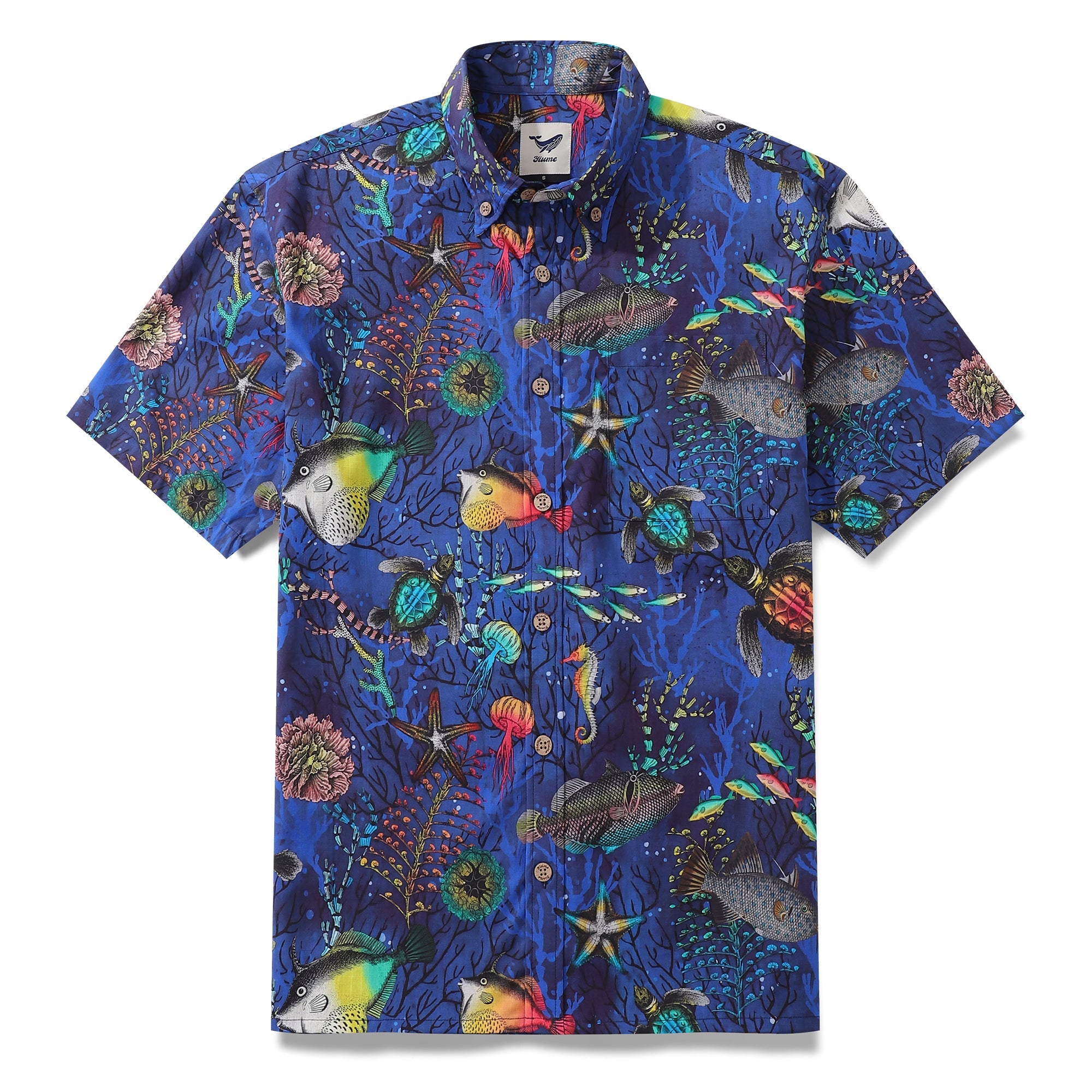 Hawaiian Shirt For Men Underwater World Button-down Shirt Short Sleeve 100% Cotton Shirt