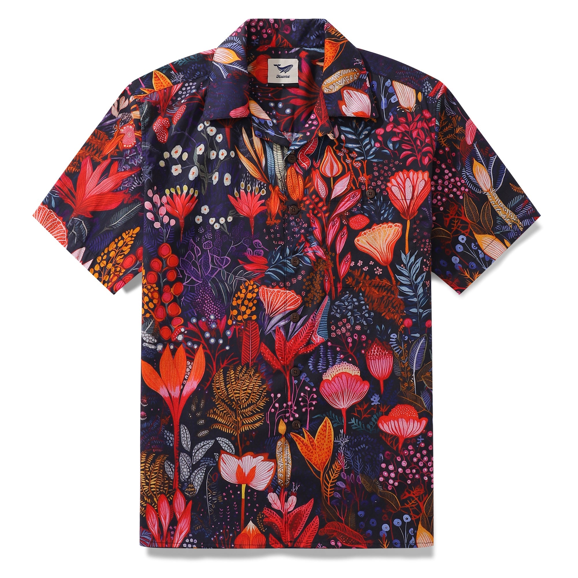 Hawaiian Shirt For Men Dream Scarlet Garden Shirt Camp Collar 100% Cotton