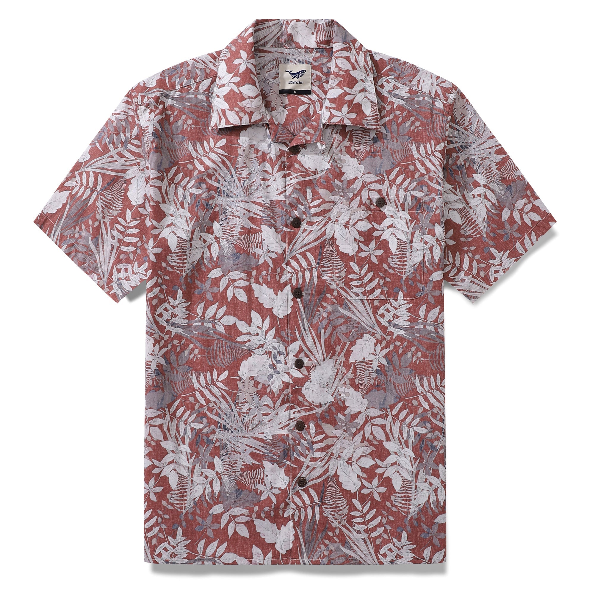 Hawaiian Shirt For Men Crimson Foliage Fantasia Print Shirt Camp Collar 100% Cotton