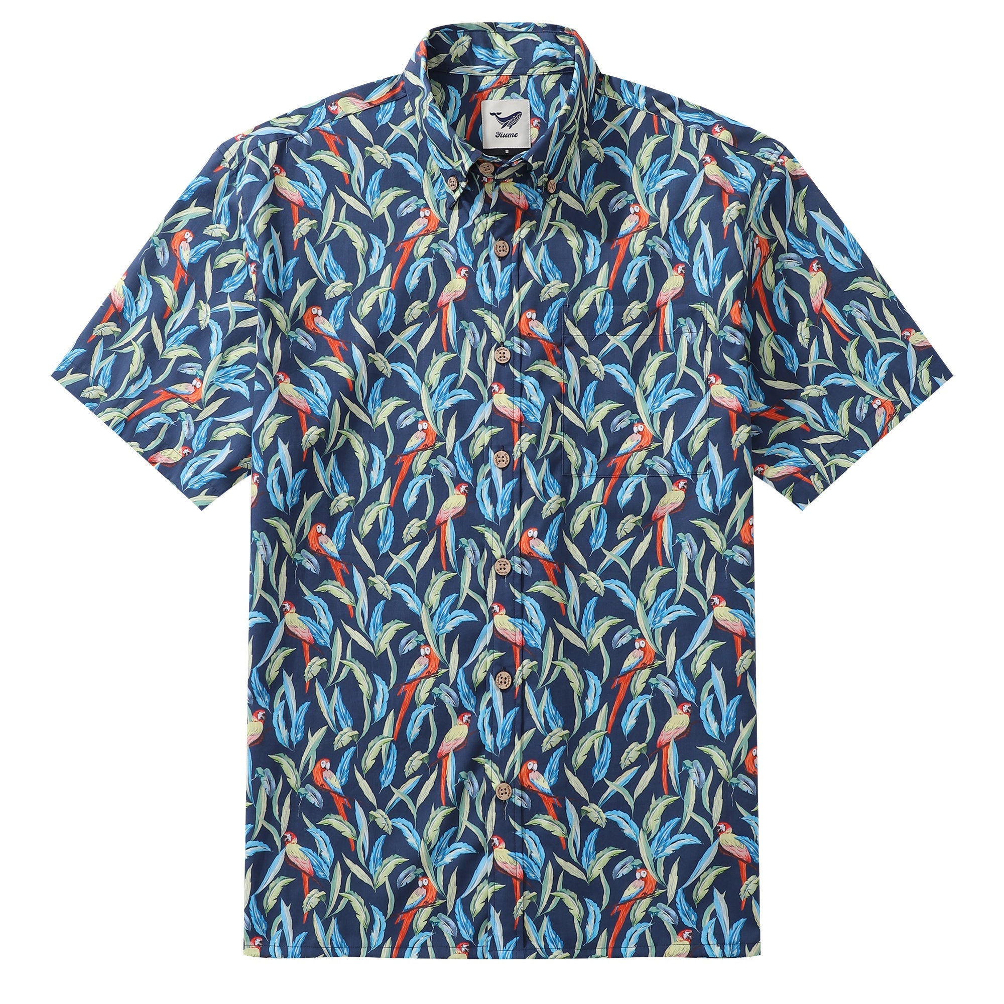 Hawaiian Shirt For Men Jungle Parrot Button-down Shirt Short Sleeve 100% Cotton Shirt