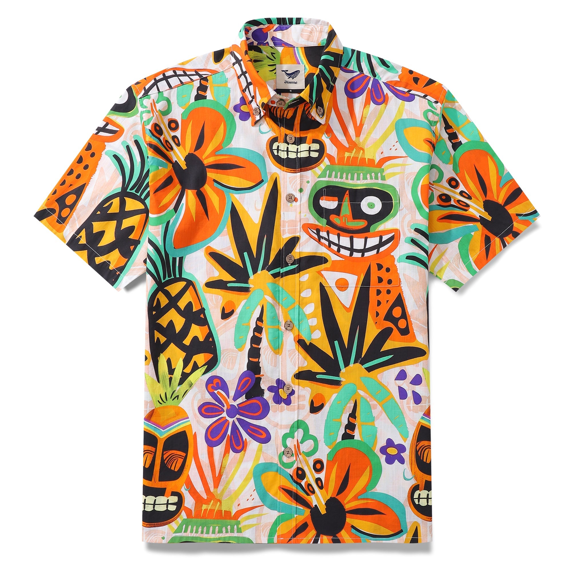 Hawaiian Shirt For Men Tropical Tiki Charm Button-down Shirt Short Sleeve 100% Cotton Shirt