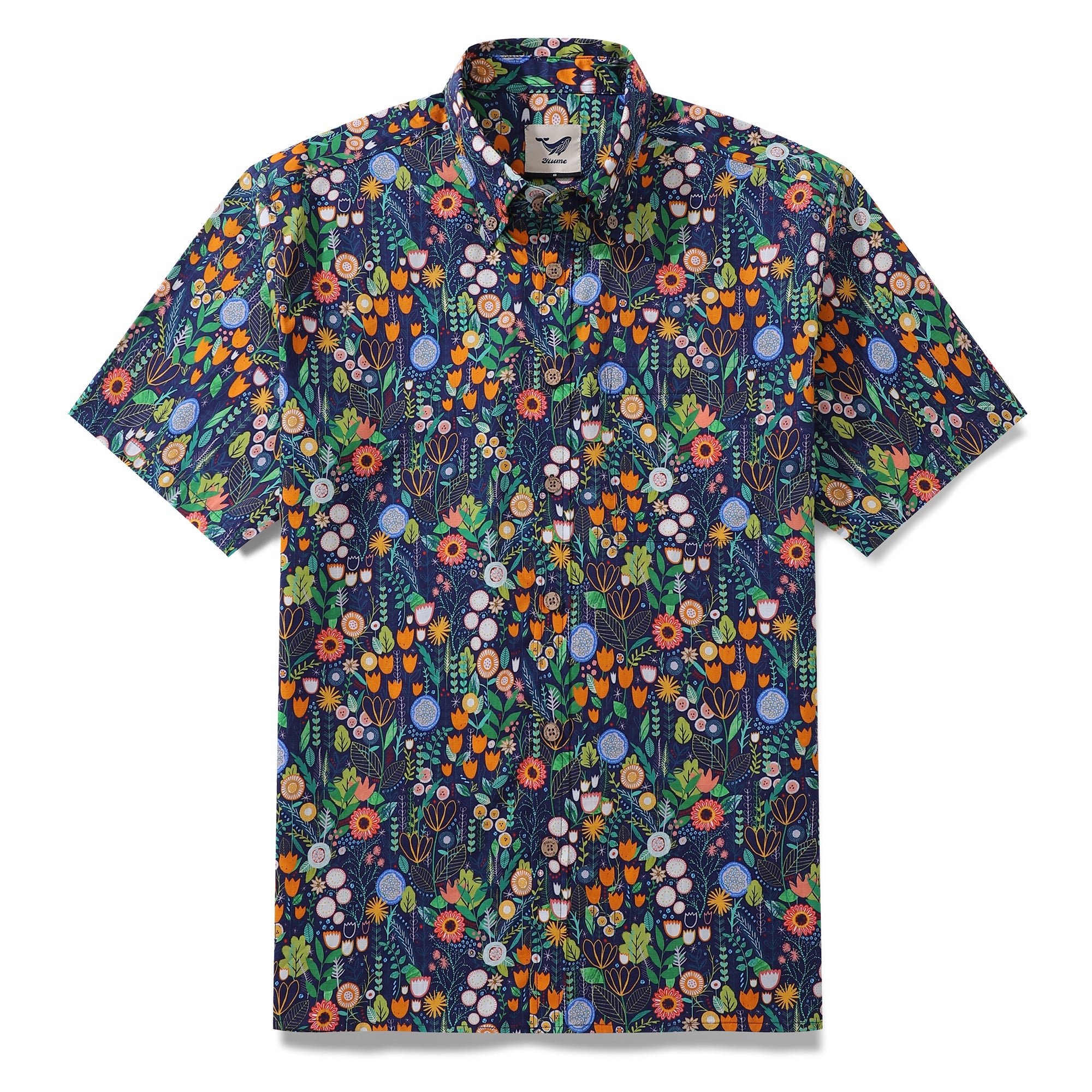 Hawaiian Shirt For Men Mary's Garden By Rachel Parker Print Button-down Short Sleeve 100% Cotton Shirt