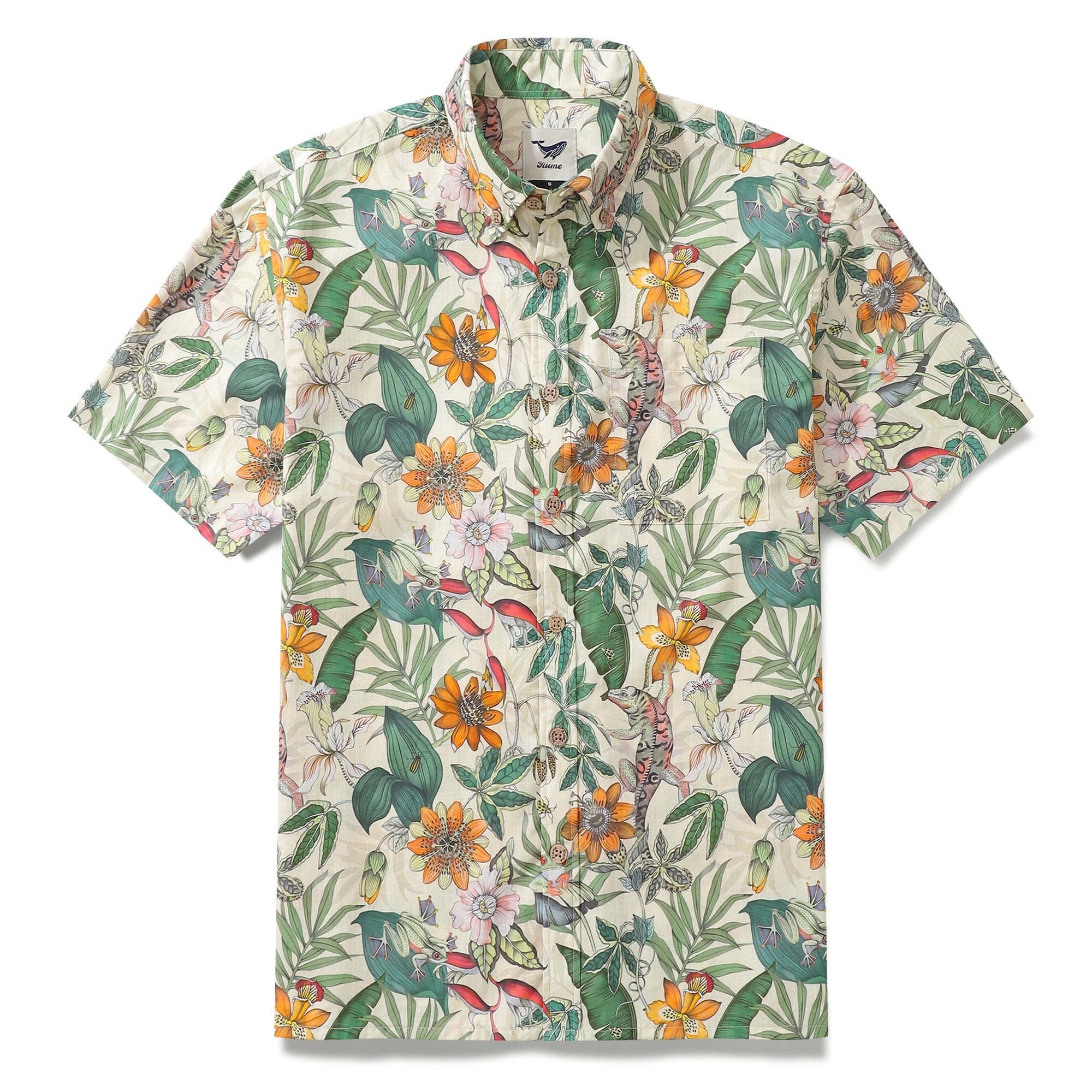 Hawaiian Shirt For Men Summer Park Button-down Shirt Short Sleeve 100% Cotton Shirt