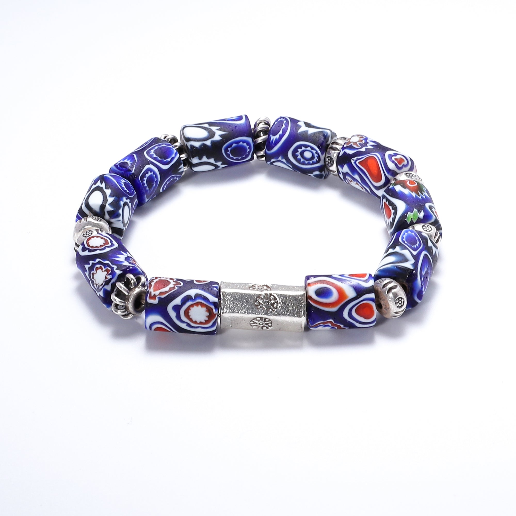 Natural Stone Bracelets for Men - Venice Millefiori Glaze Beads