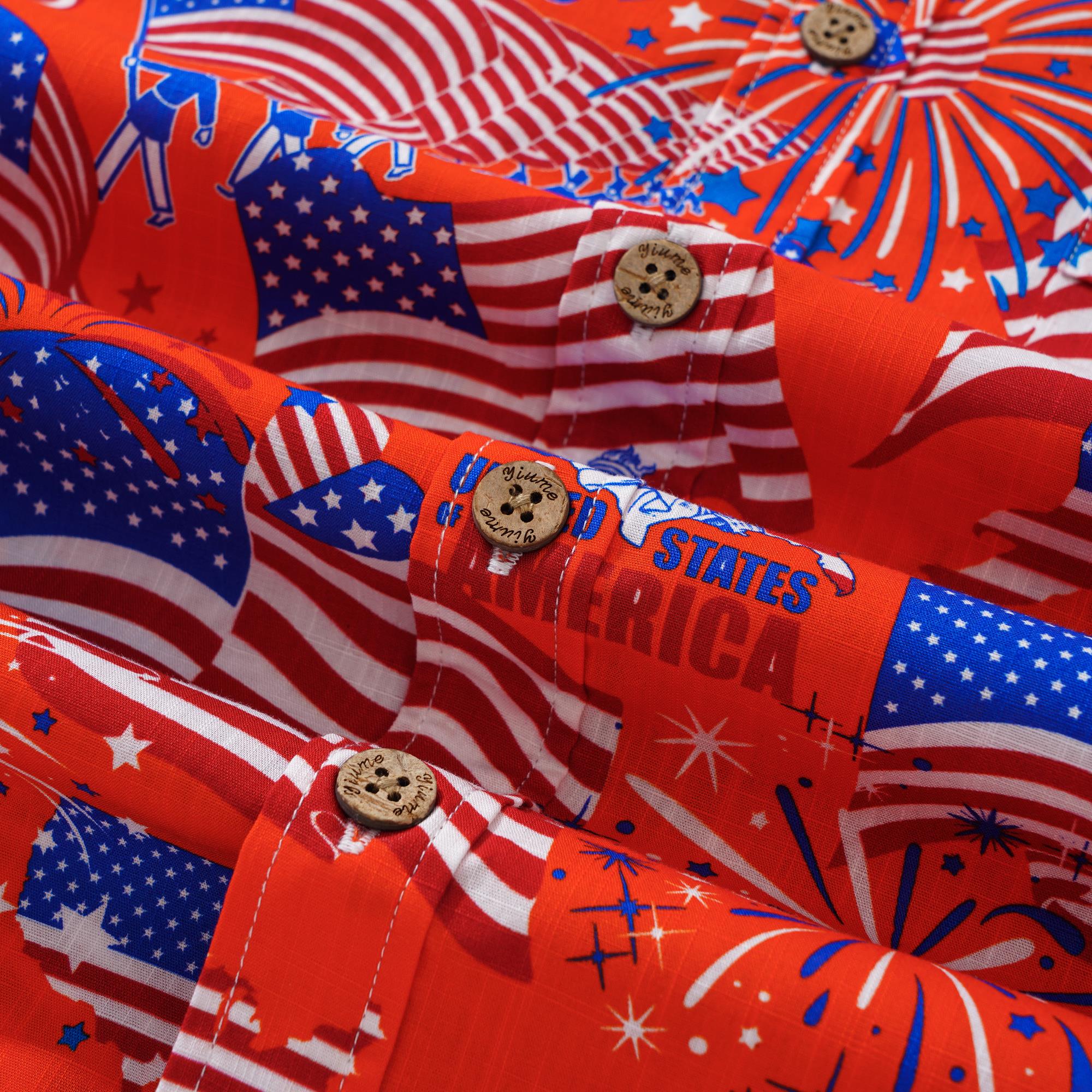 Men's Hawaiian Shirt Short Sleeve Button-down 100% Cotton White Aloha American Celebration