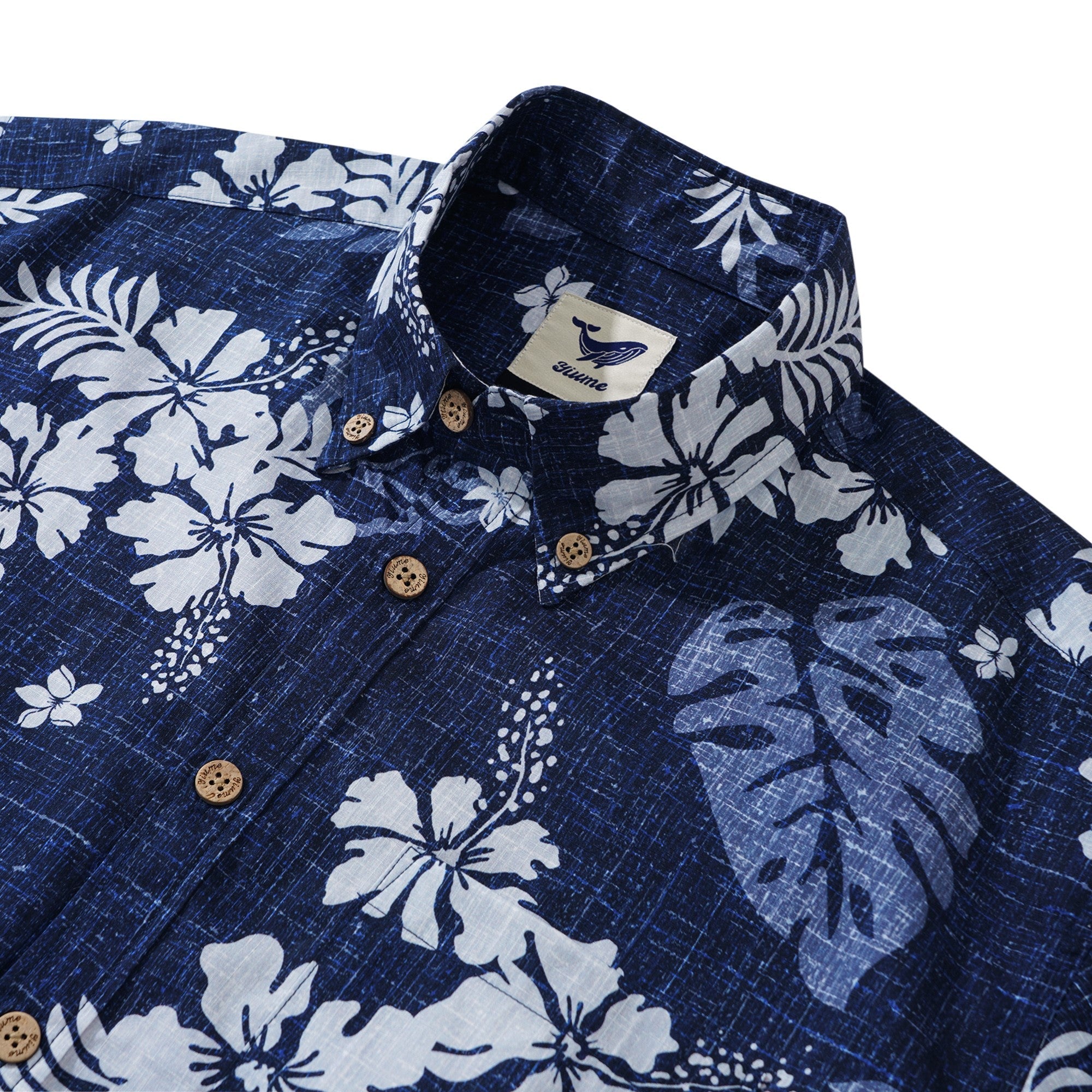 Men's Hawaiian Shirt Short Sleeve Button-down 100% Cotton Blue Aloha Tropical Splendor
