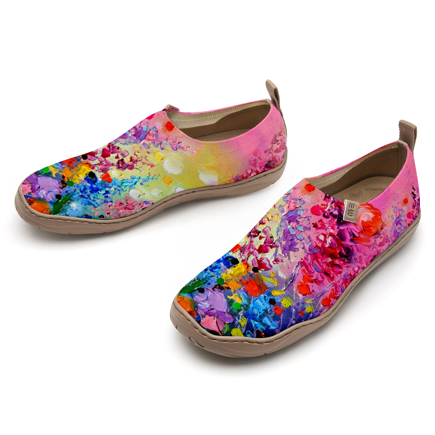 Yiume Women's Art Slip-On Shoes Comfortable Breathable Knit Casual Footwear,Pastel Petal