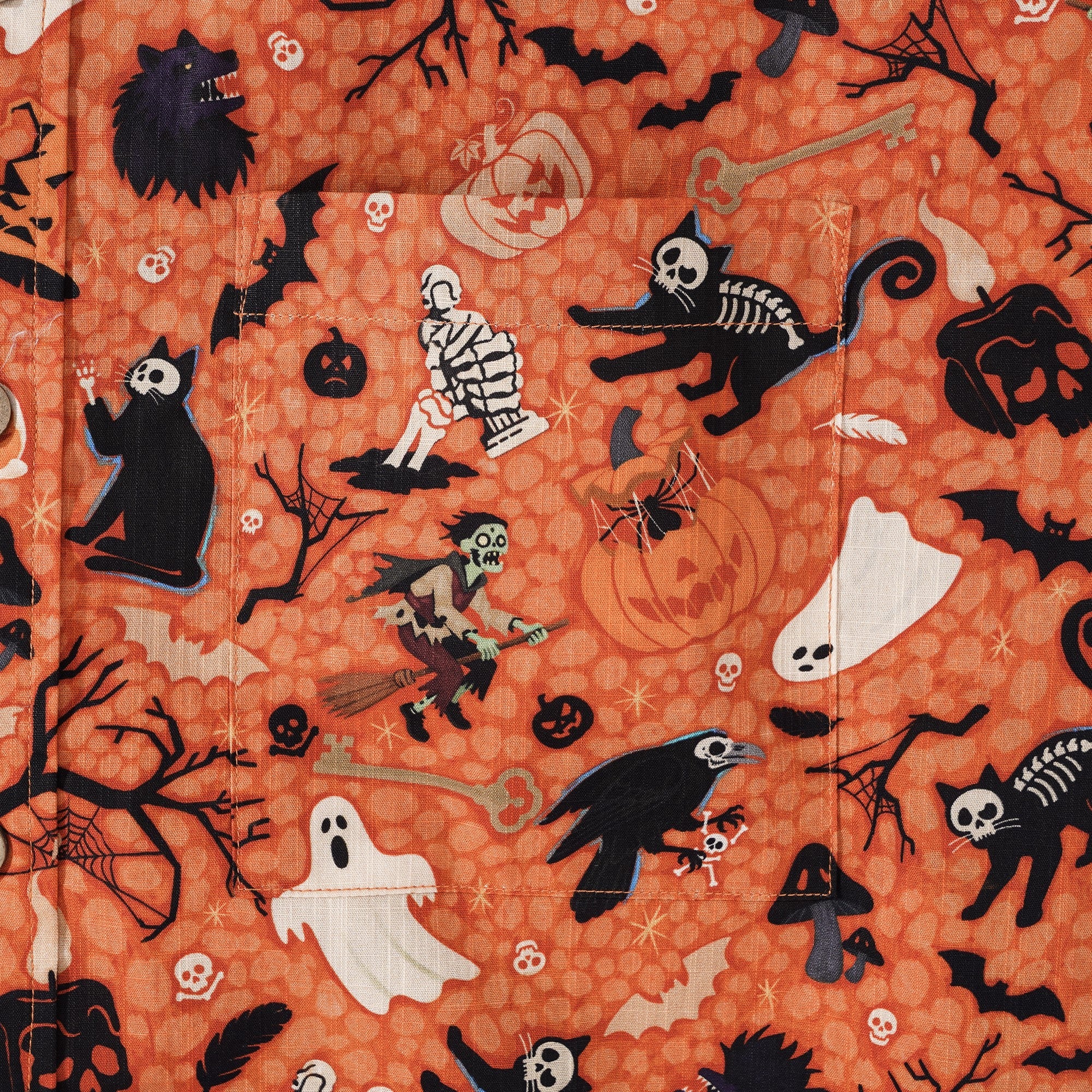 Men's Hawaiian Shirt Short Sleeve Button-down 100% Cotton Orange Aloha Witching Hour