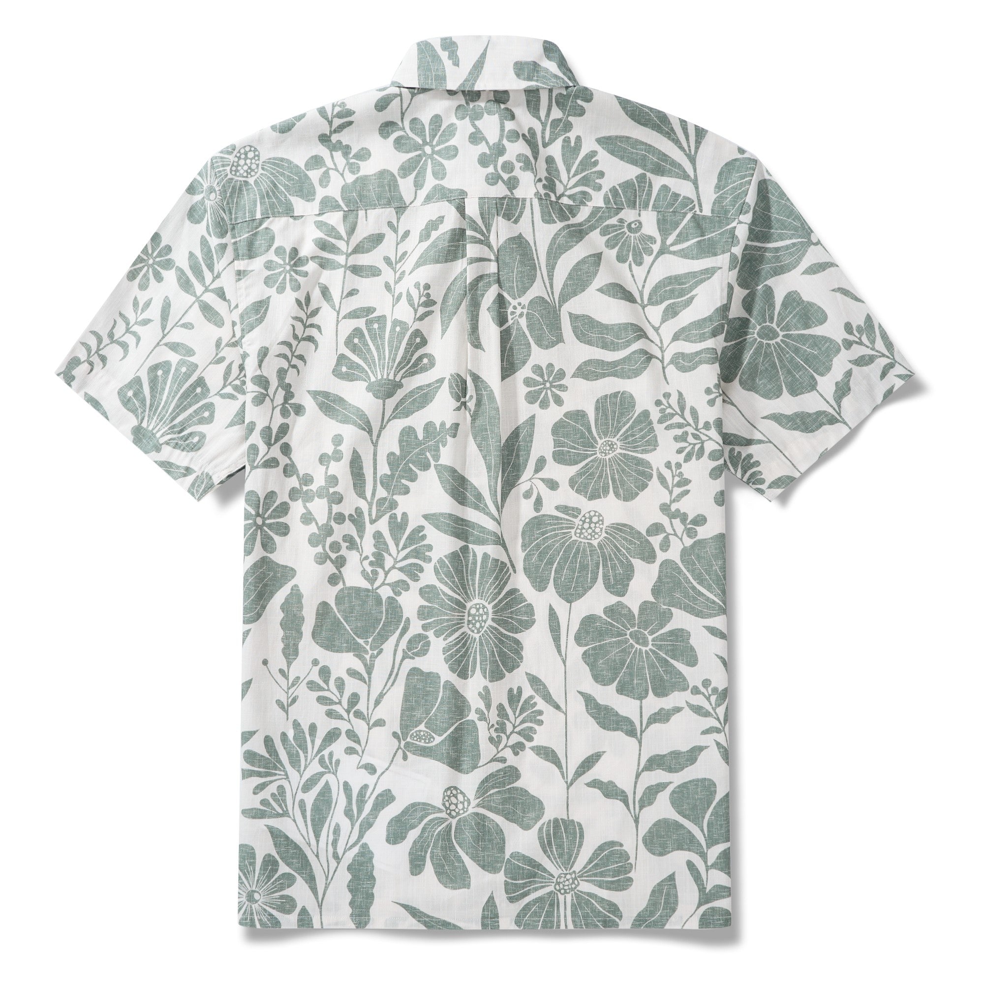 Men's Hawaiian Shirt Short Sleeve Button-down 100% Cotton Green Aloha Floral Symphony