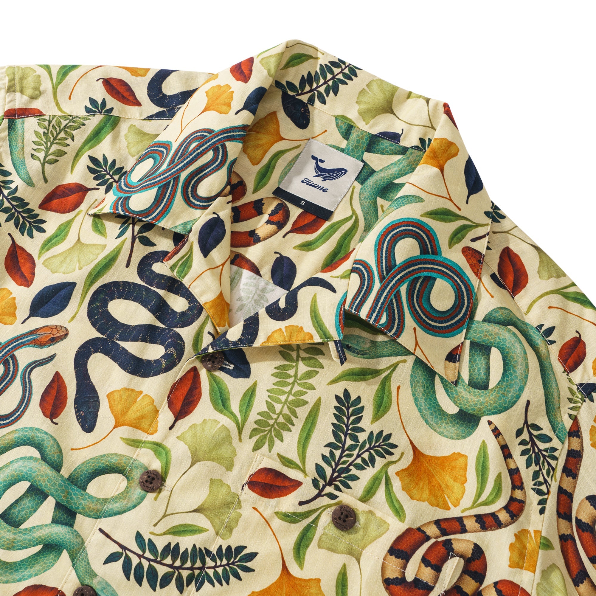 Sublime Snakes By Rosie Dore 100% Cotton Men's Short Sleeve Camp Collar Shirt Aloha Hawaiian