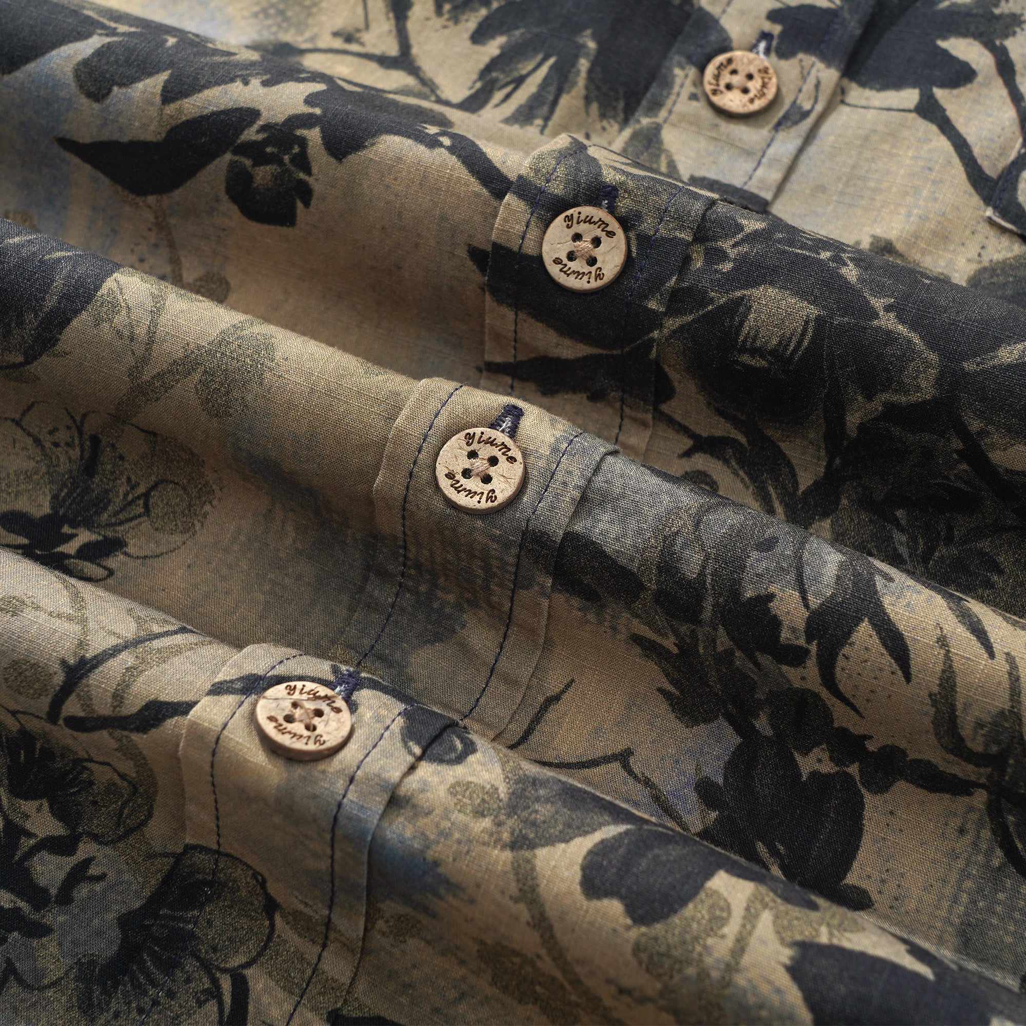 Men's Hawaiian Shirt Short Sleeve Button-down 100% Cotton Brown Aloha Oriental Essence