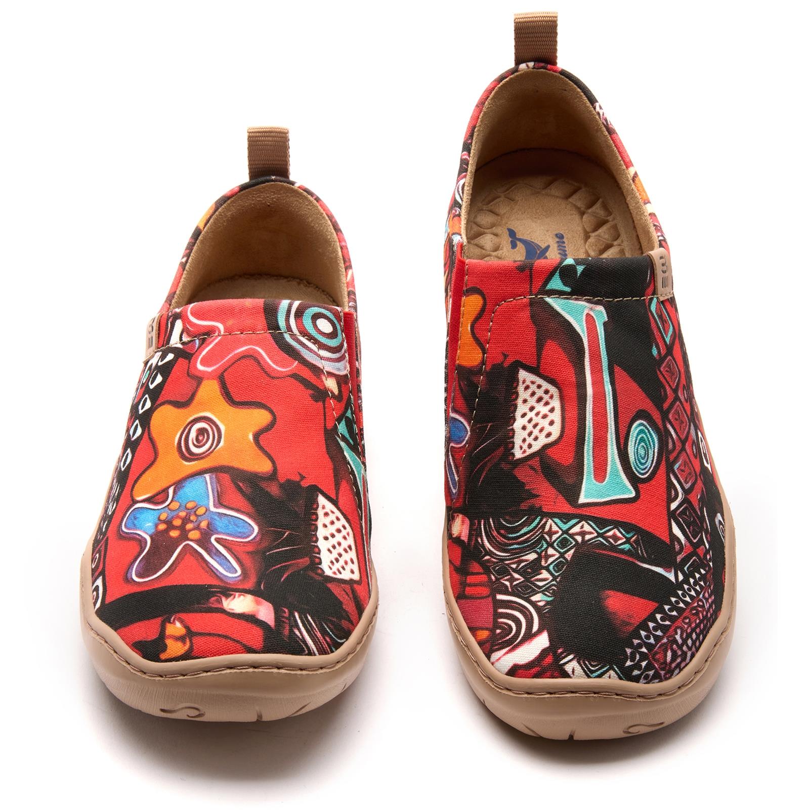Abstract Artistry Statement Women's Slip-On Shoes, 100% Cotton, Painted Canvas Sneakers
