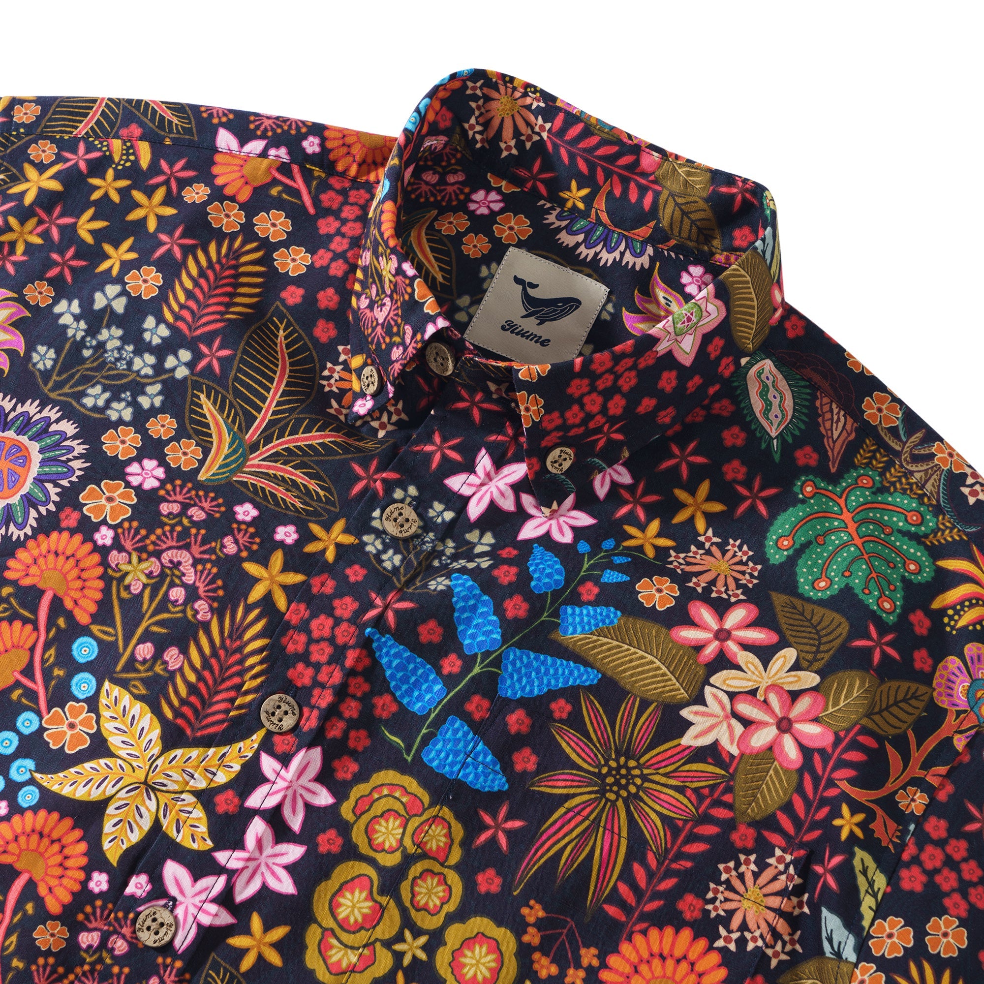 Exquisite Floral Tapestry Shirt 100% Cotton Men's Short Sleeve Button-down Shirt Aloha Hawaiian