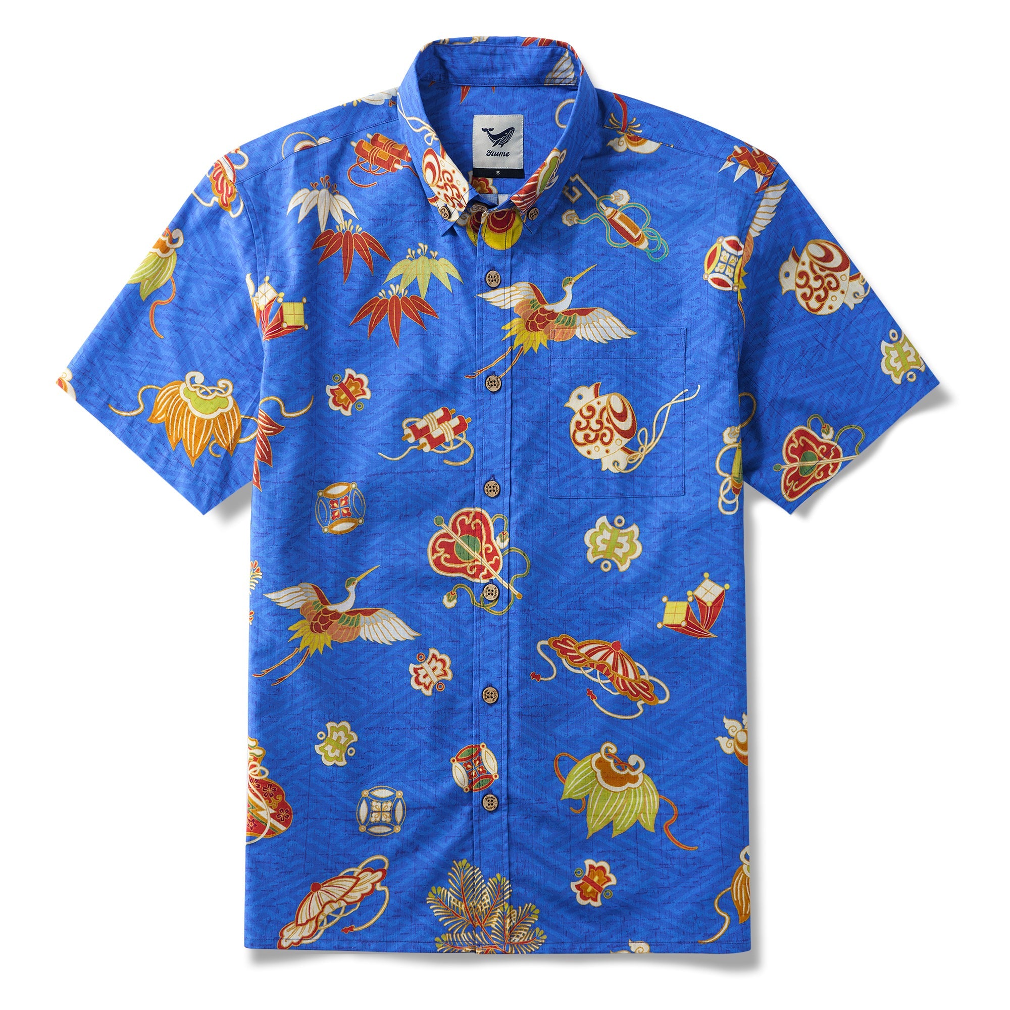 Tranquil Paradise 100% Cotton Men's Short Sleeve Button-down Shirt Aloha Hawaiian