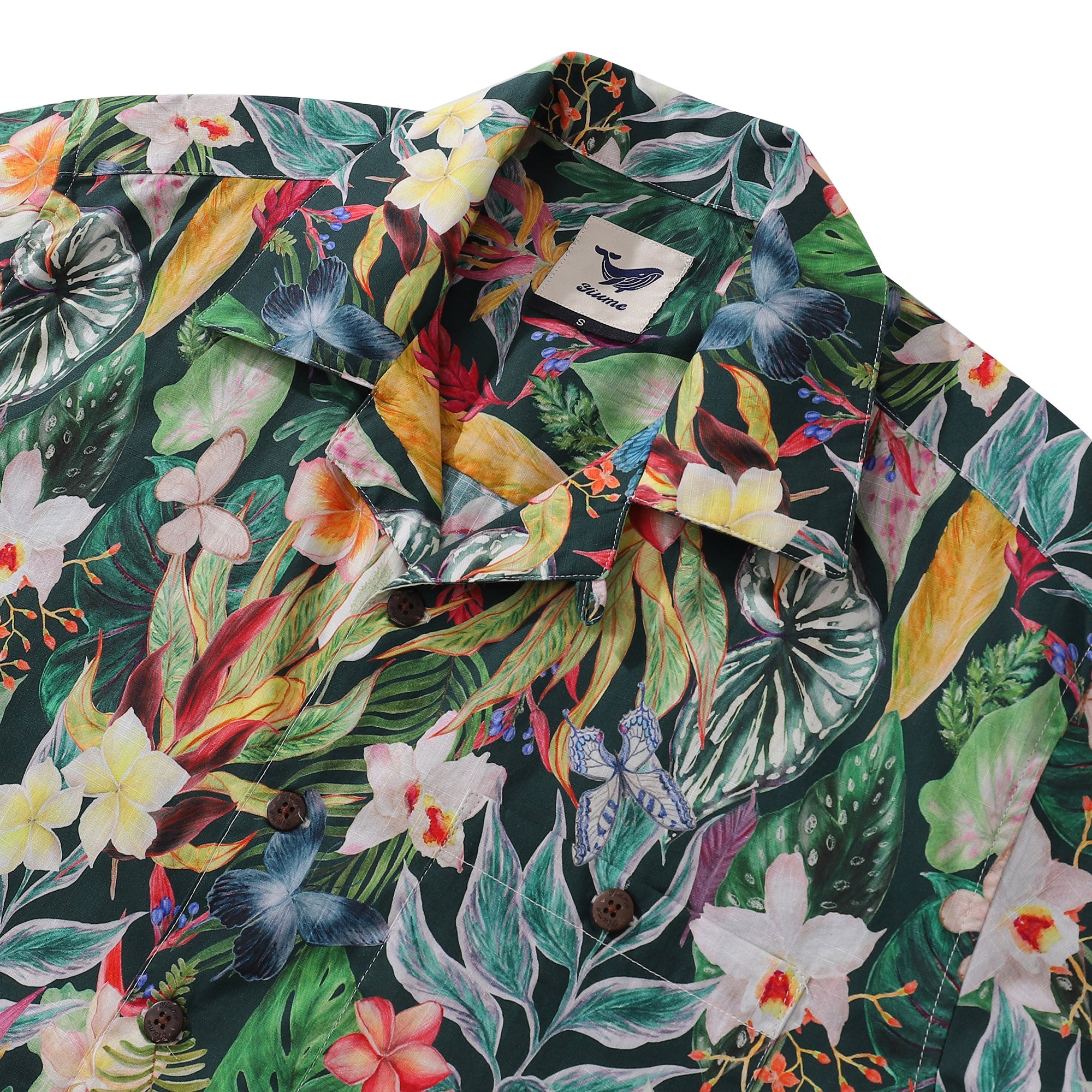 Hawaiian Shirt For Men Floral Butterfly Fantasy Shirt Camp Collar 100% Cotton