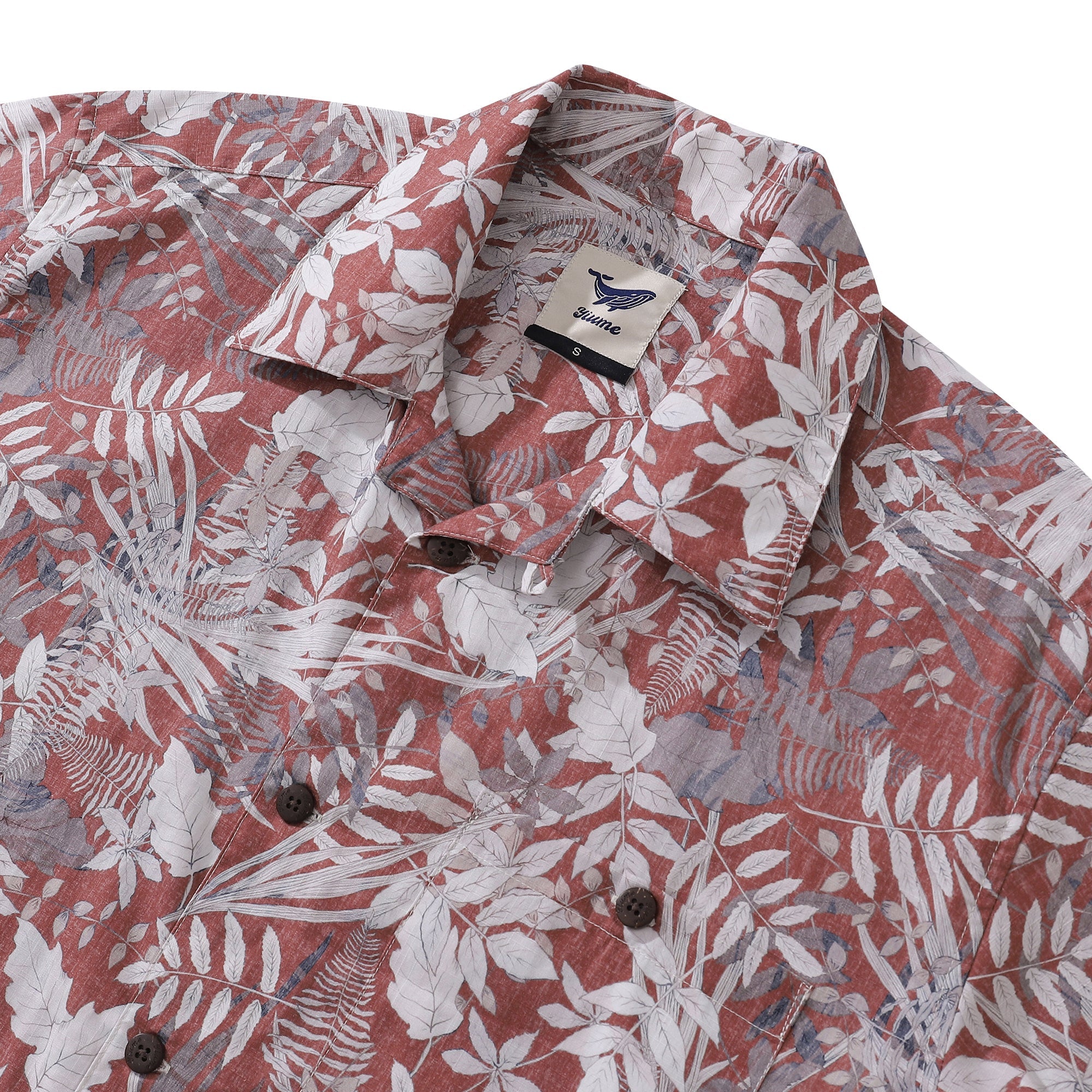 Hawaiian Shirt For Men Crimson Foliage Fantasia Print Shirt Camp Collar 100% Cotton