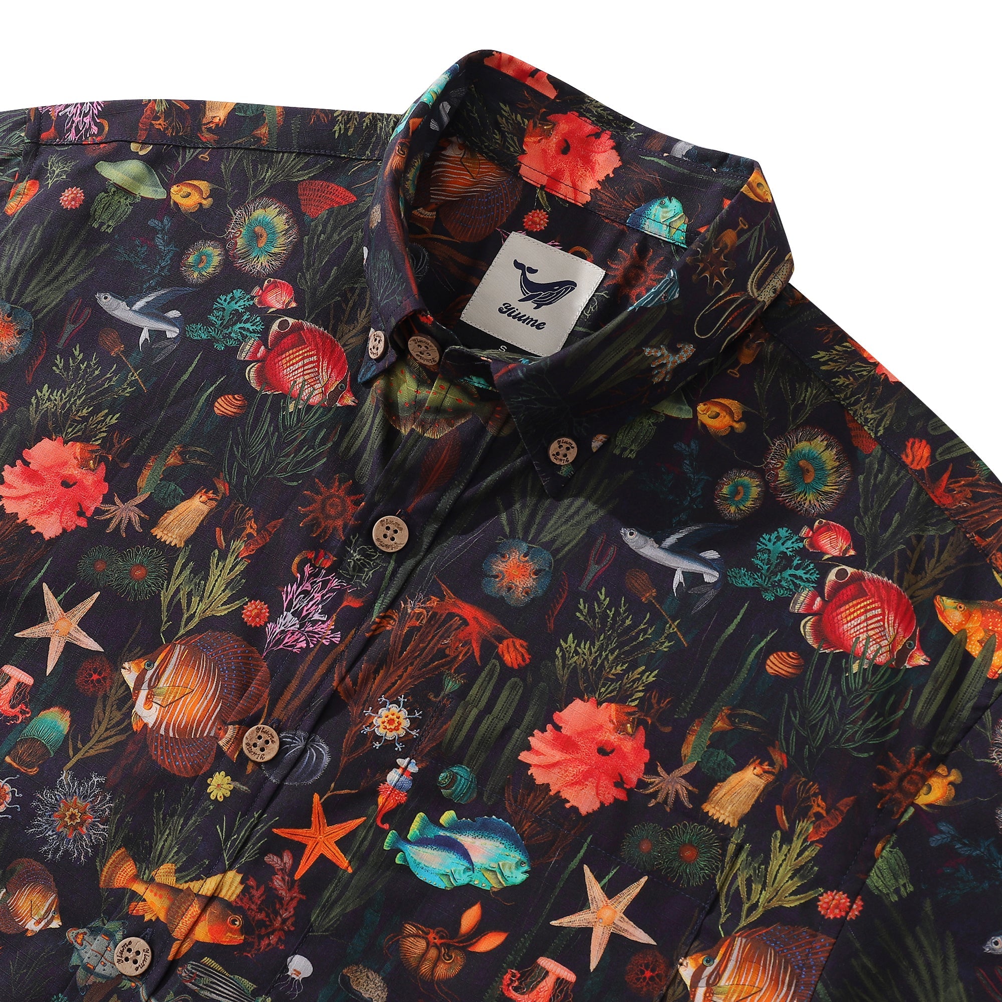 Hawaiian Shirt For Men Marine Ecosystem Shirt Button-down Short Sleeve 100% Cotton Shirt