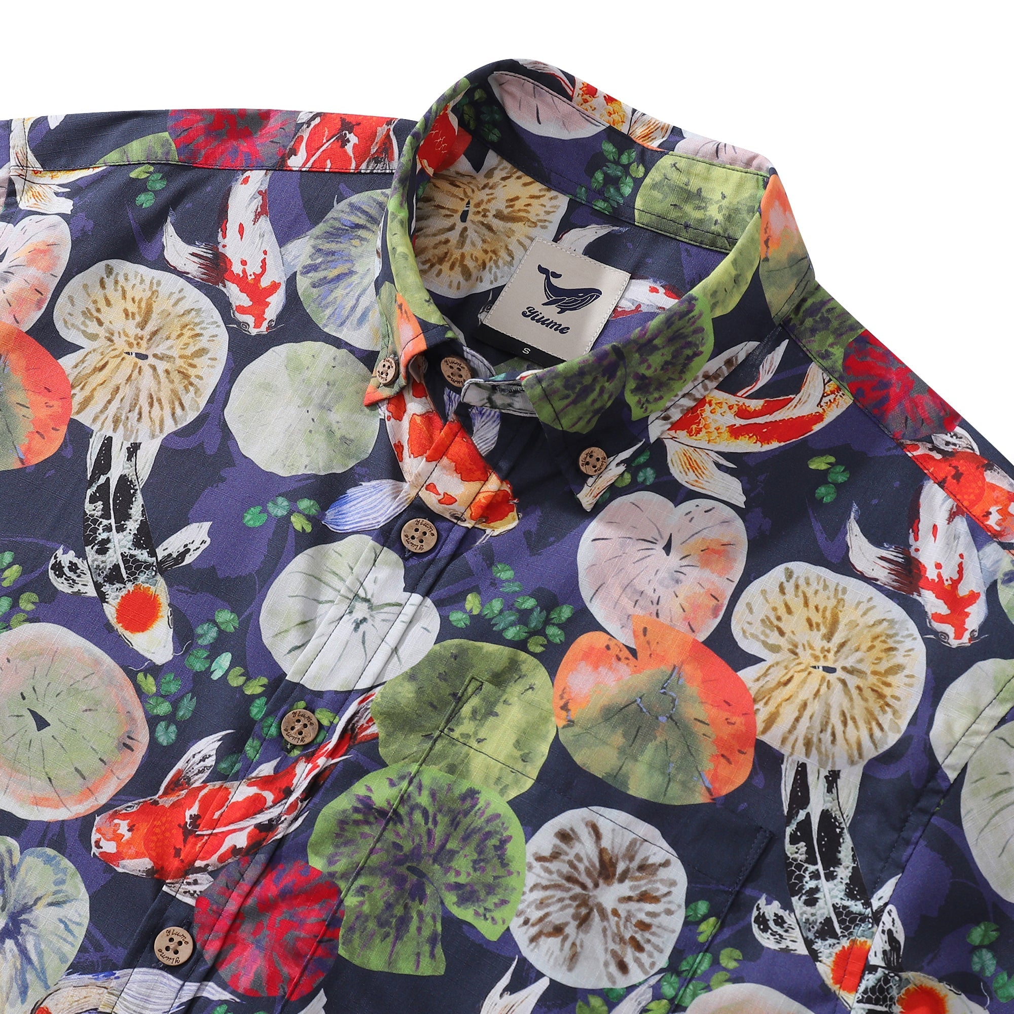 Hawaiian Shirt For Men Koi Carp Pond Button-down Shirt Short Sleeve 100% Cotton Shirt