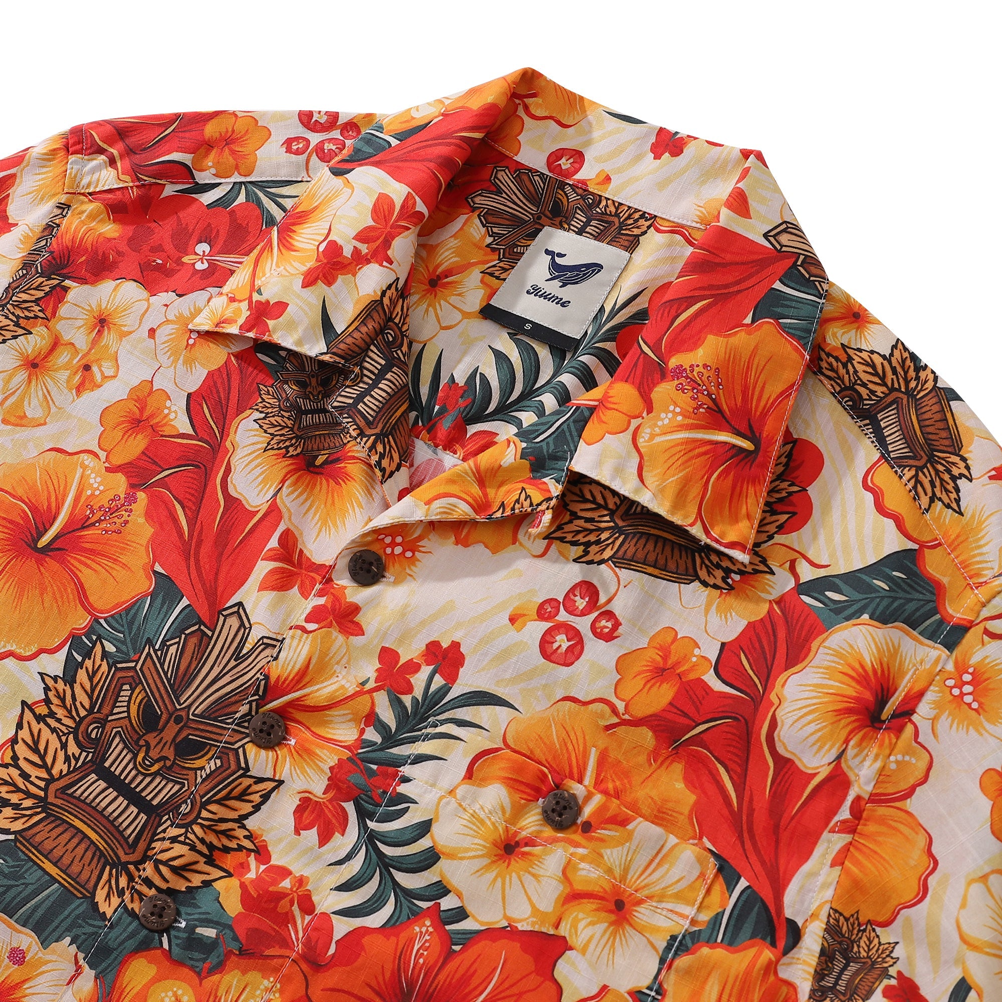 Hawaiian Shirt For Men Enthusiasm Print Shirt Camp Collar 100% Cotton