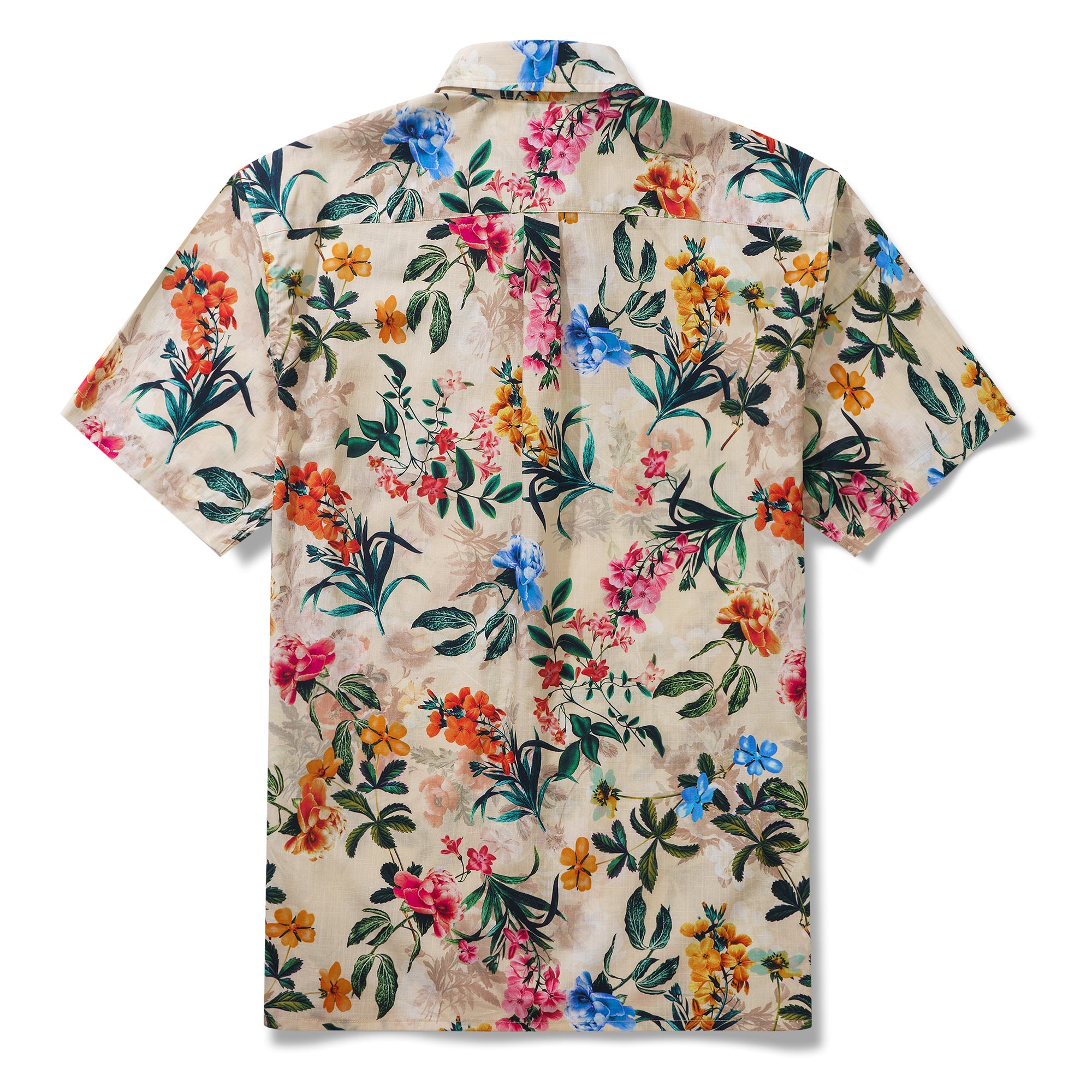 Floral Radiance 100% Cotton Men's Short Sleeve Button-down Shirt Aloha Hawaiian