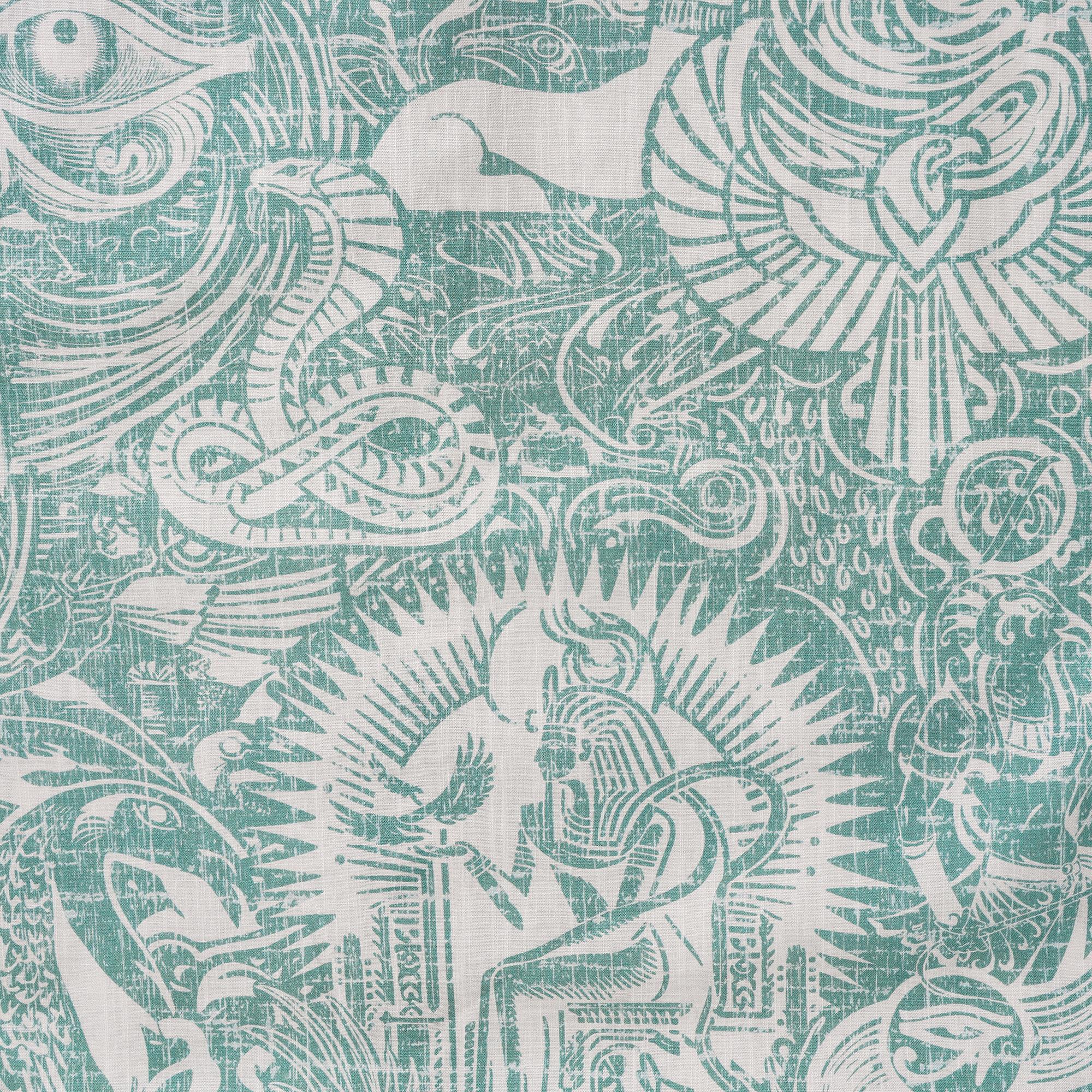 Men's Hawaiian Shirt Short Sleeve Button-down 100% Cotton Green Aloha Egyptian Myths