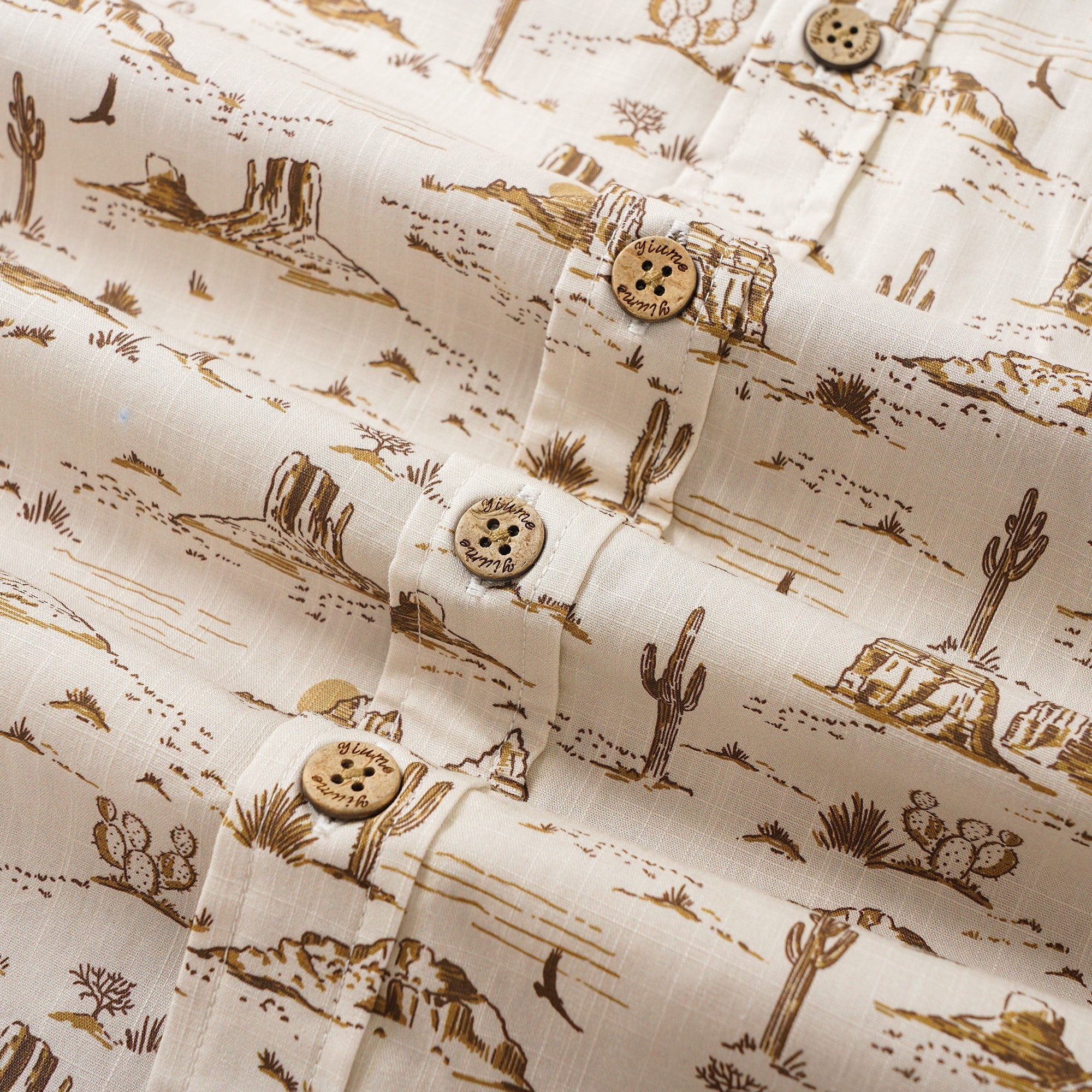 Men's Hawaiian Shirt Short Sleeve Button-down 100% Cotton Yellow Aloha Western Desert Landscape By Hufton Studio Limited