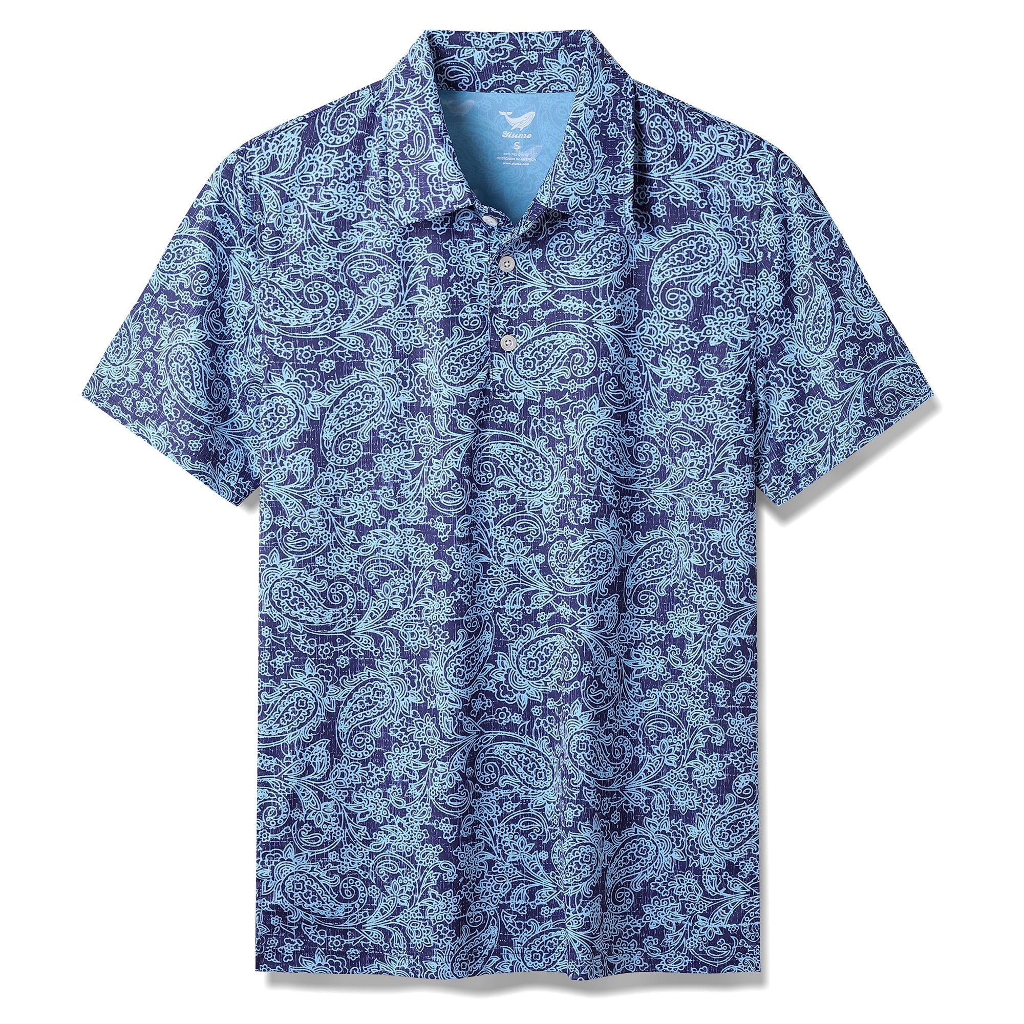 Men's Hawaiian Traces of Time Print Short Sleeve Polo Shirt - BLUE