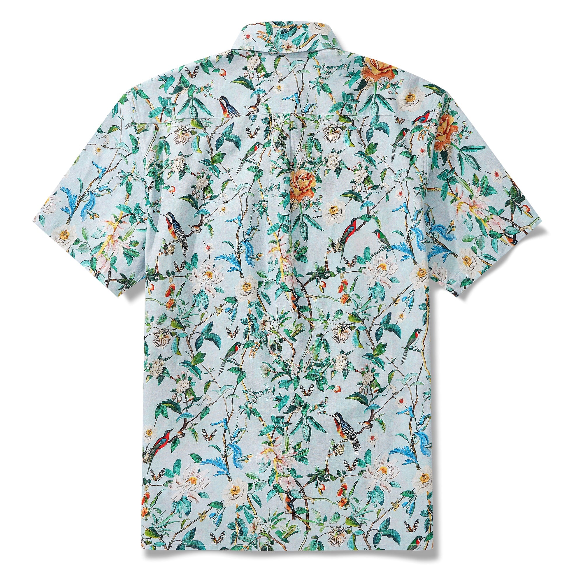 Men's Hawaiian Shirt Short Sleeve Button-down 100% Cotton Green Aloha Hawaiian Nature's Whisper